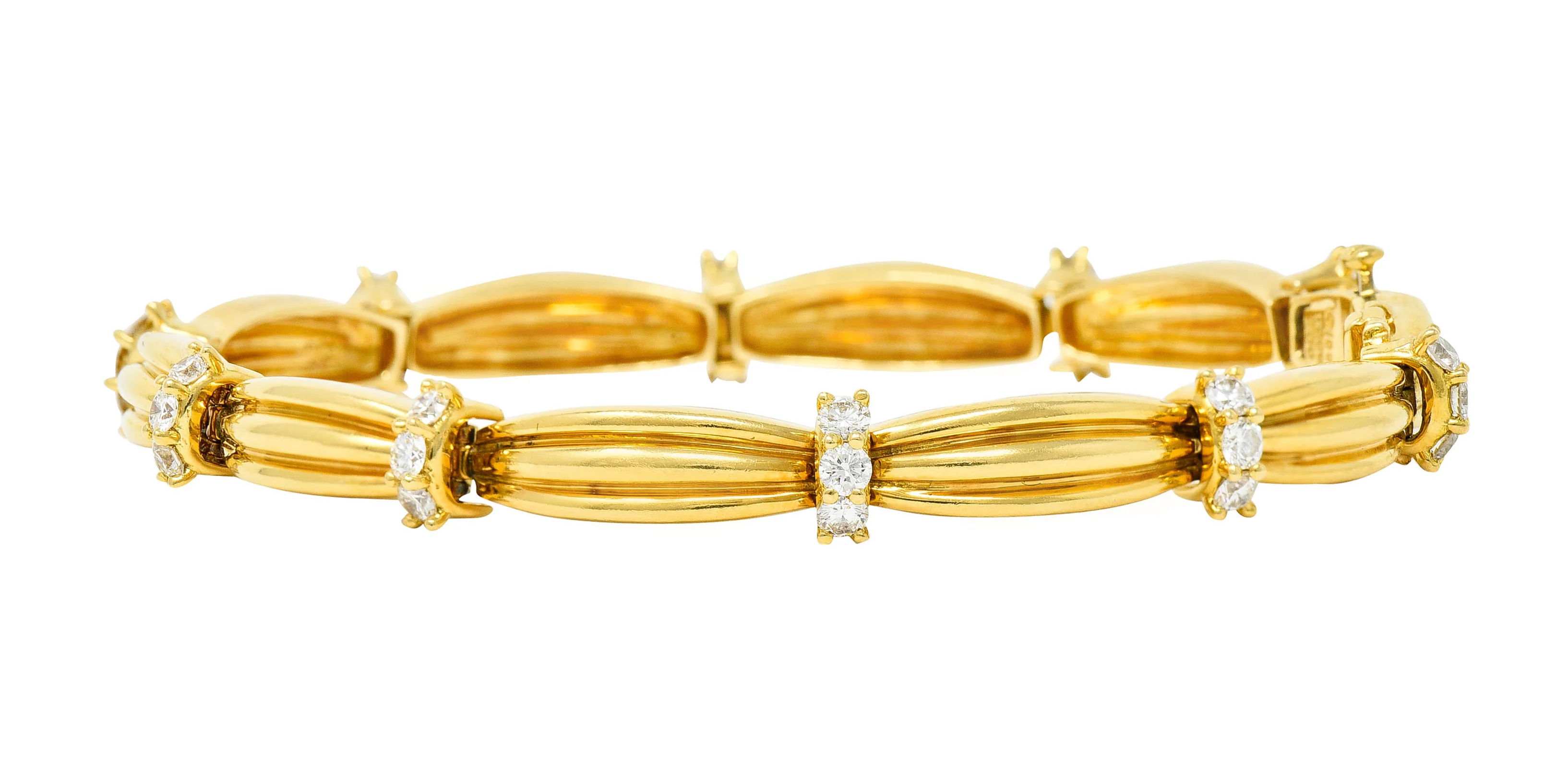 Vintage Tiffany & Co. 1.00 CTW Diamond 18 Karat Yellow Gold Link Bracelet - Image 12