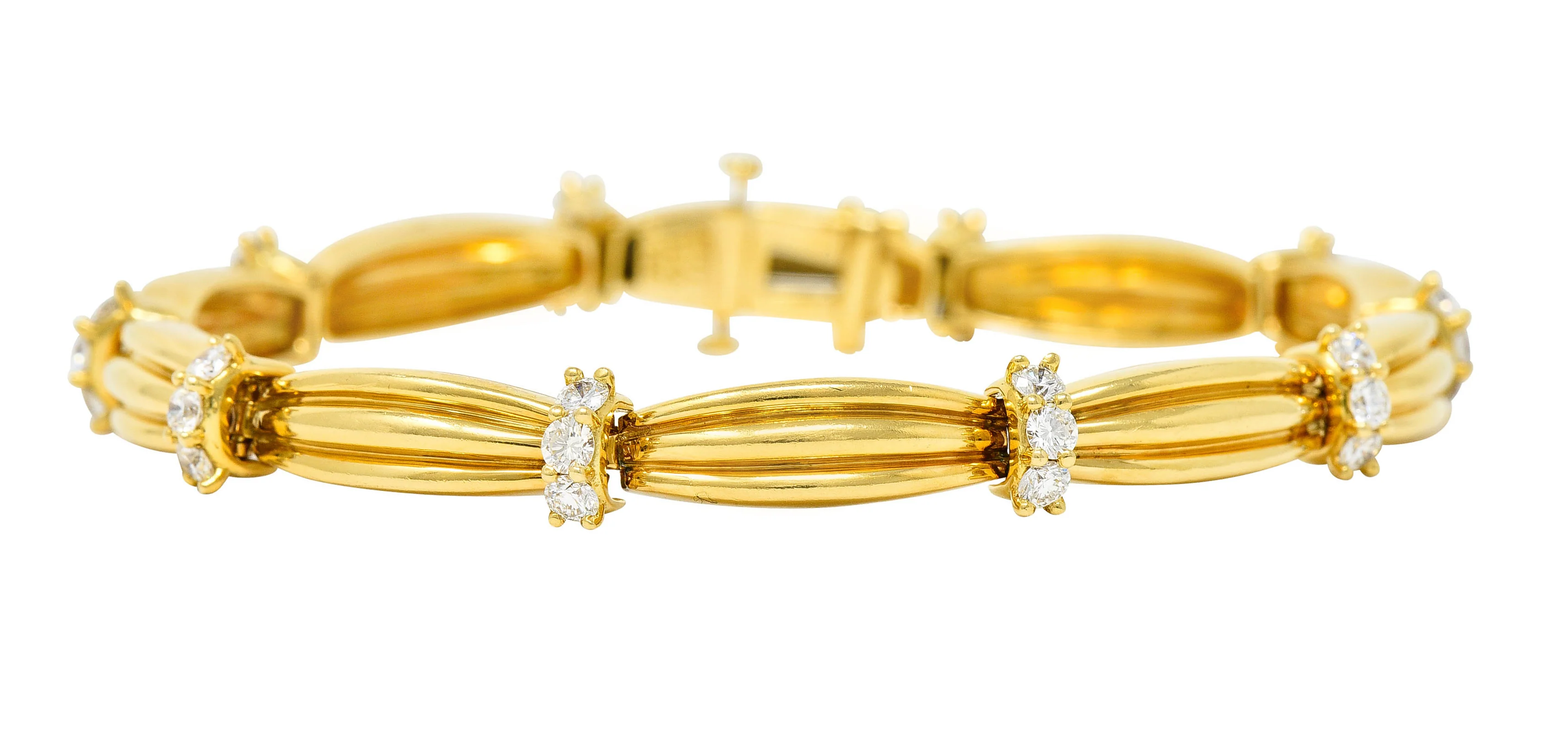 Vintage Tiffany & Co. 1.00 CTW Diamond 18 Karat Yellow Gold Link Bracelet - Image 3