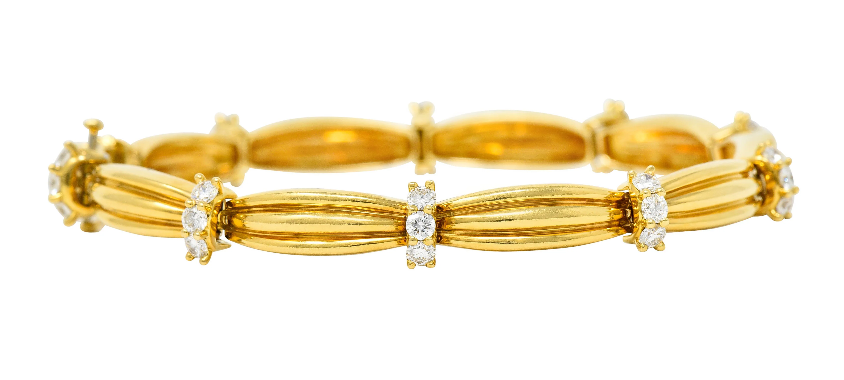 Vintage Tiffany & Co. 1.00 CTW Diamond 18 Karat Yellow Gold Link Bracelet - Image 4