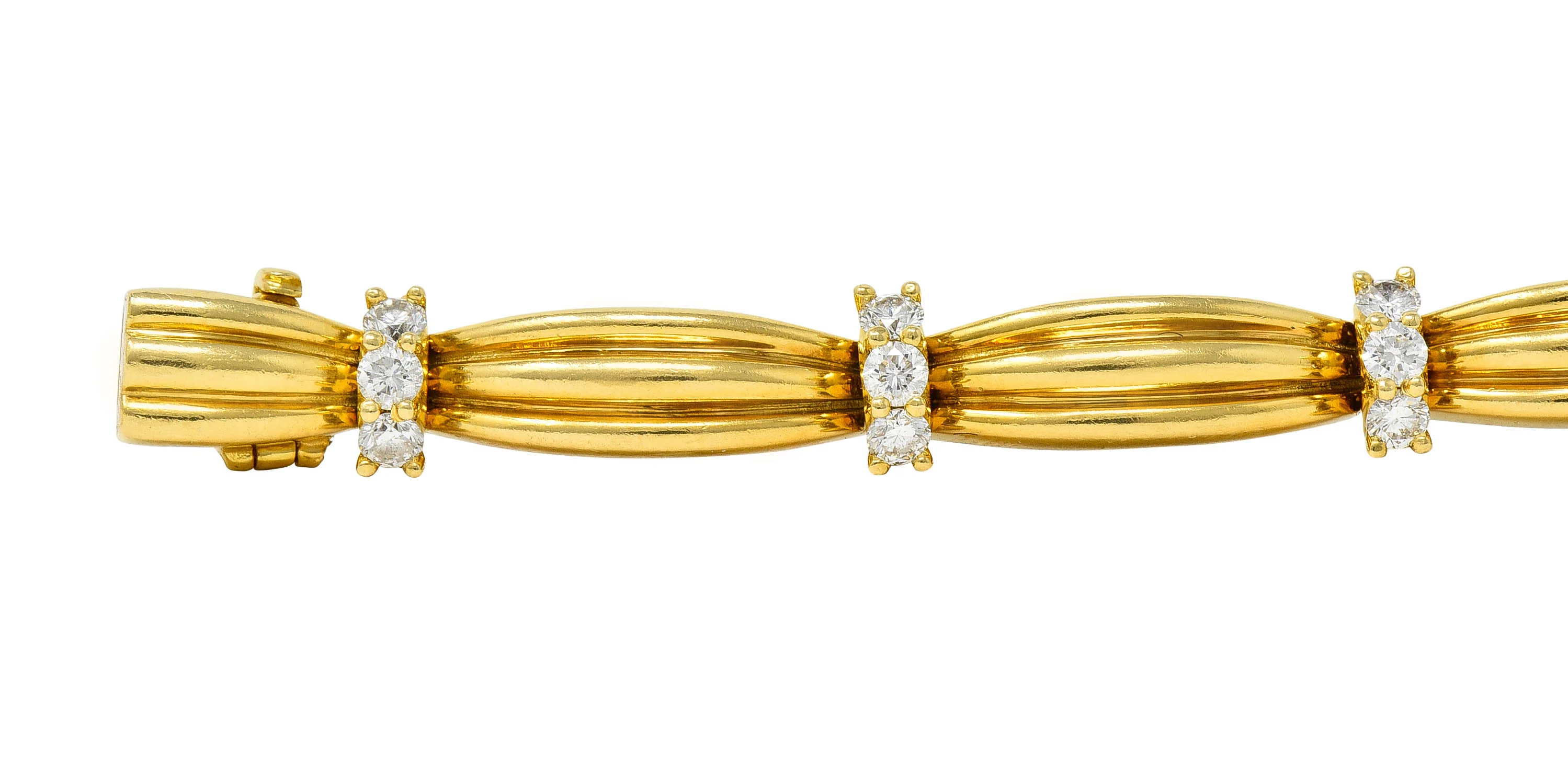 Vintage Tiffany & Co. 1.00 CTW Diamond 18 Karat Yellow Gold Link Bracelet - Image 5