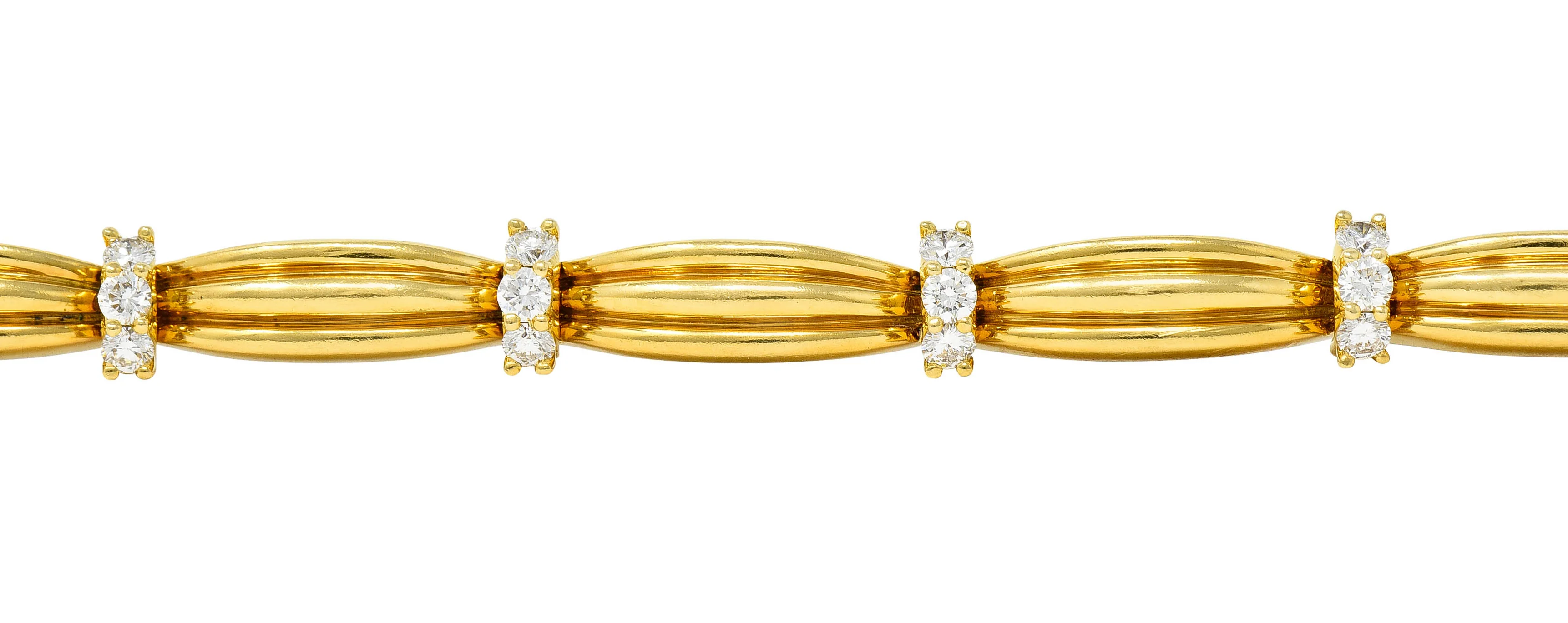 Vintage Tiffany & Co. 1.00 CTW Diamond 18 Karat Yellow Gold Link Bracelet - Image 6
