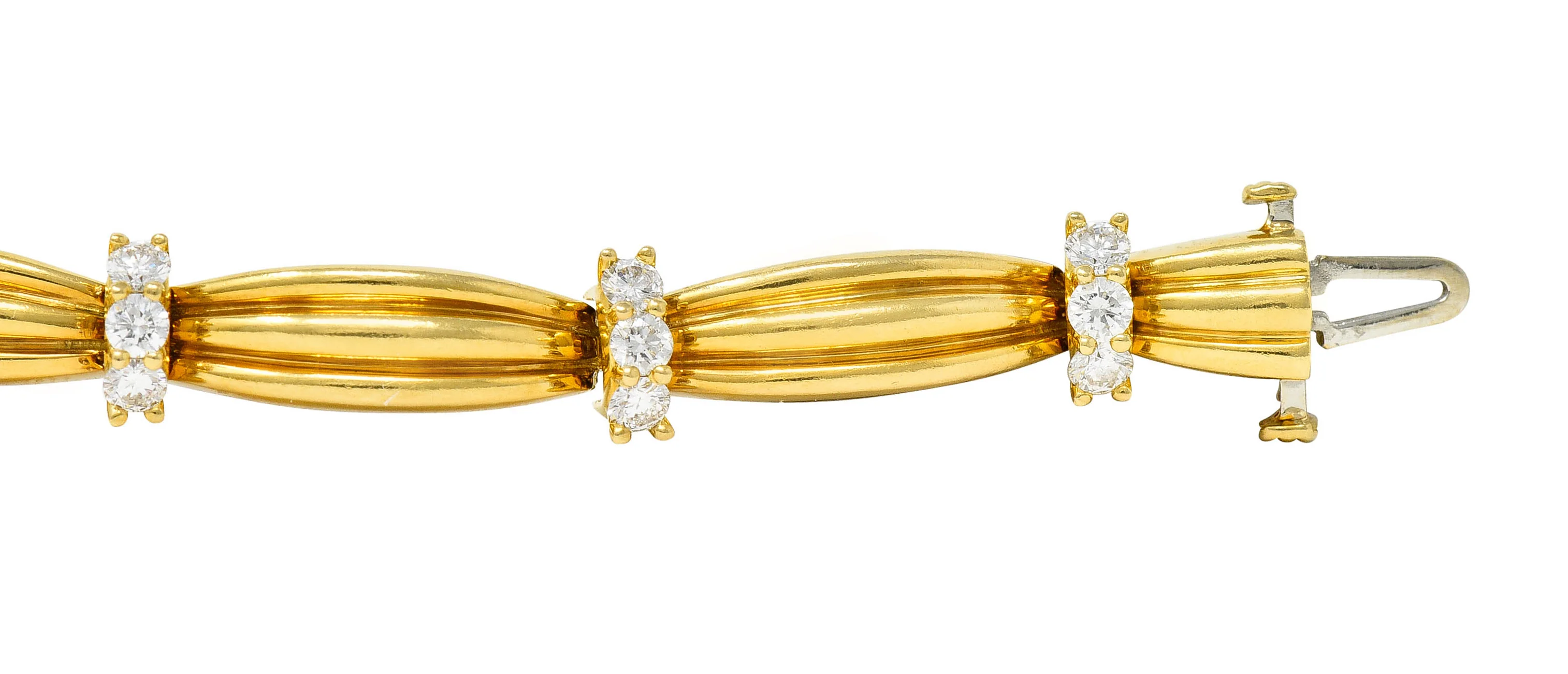 Vintage Tiffany & Co. 1.00 CTW Diamond 18 Karat Yellow Gold Link Bracelet - Image 7