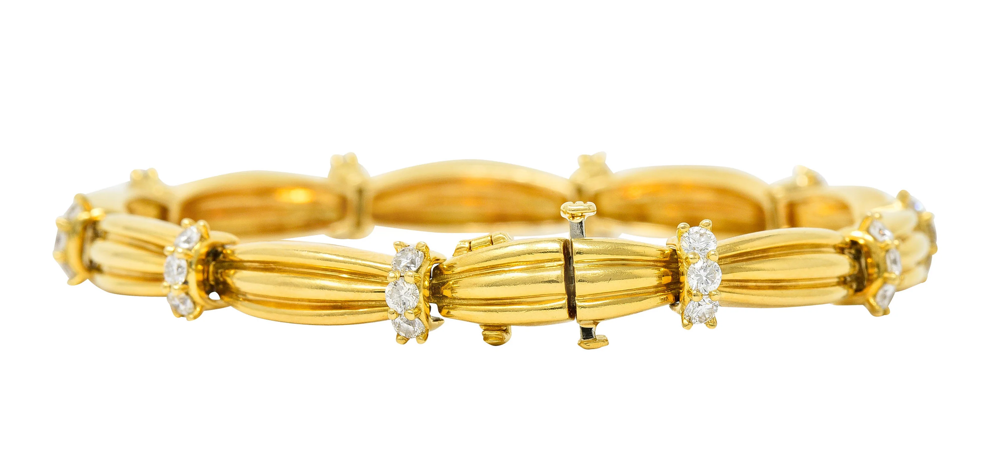 Vintage Tiffany & Co. 1.00 CTW Diamond 18 Karat Yellow Gold Link Bracelet - Image 8
