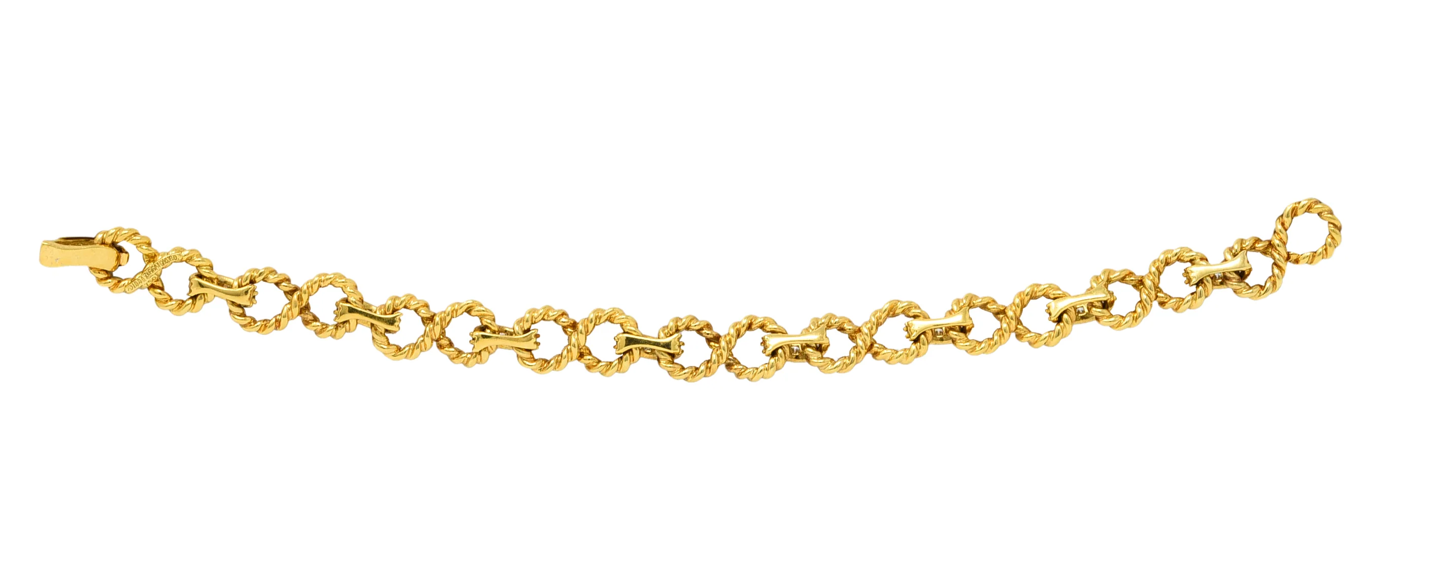 Vintage Tiffany & Co. 2.00 CTW Diamond 18 Karat Gold Twisting Infinity Bracelet - Image 3