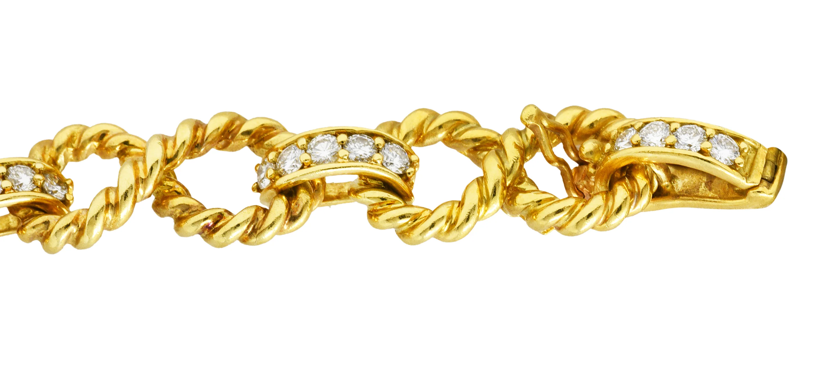 Vintage Tiffany & Co. 2.00 CTW Diamond 18 Karat Gold Twisting Infinity Bracelet - Image 4