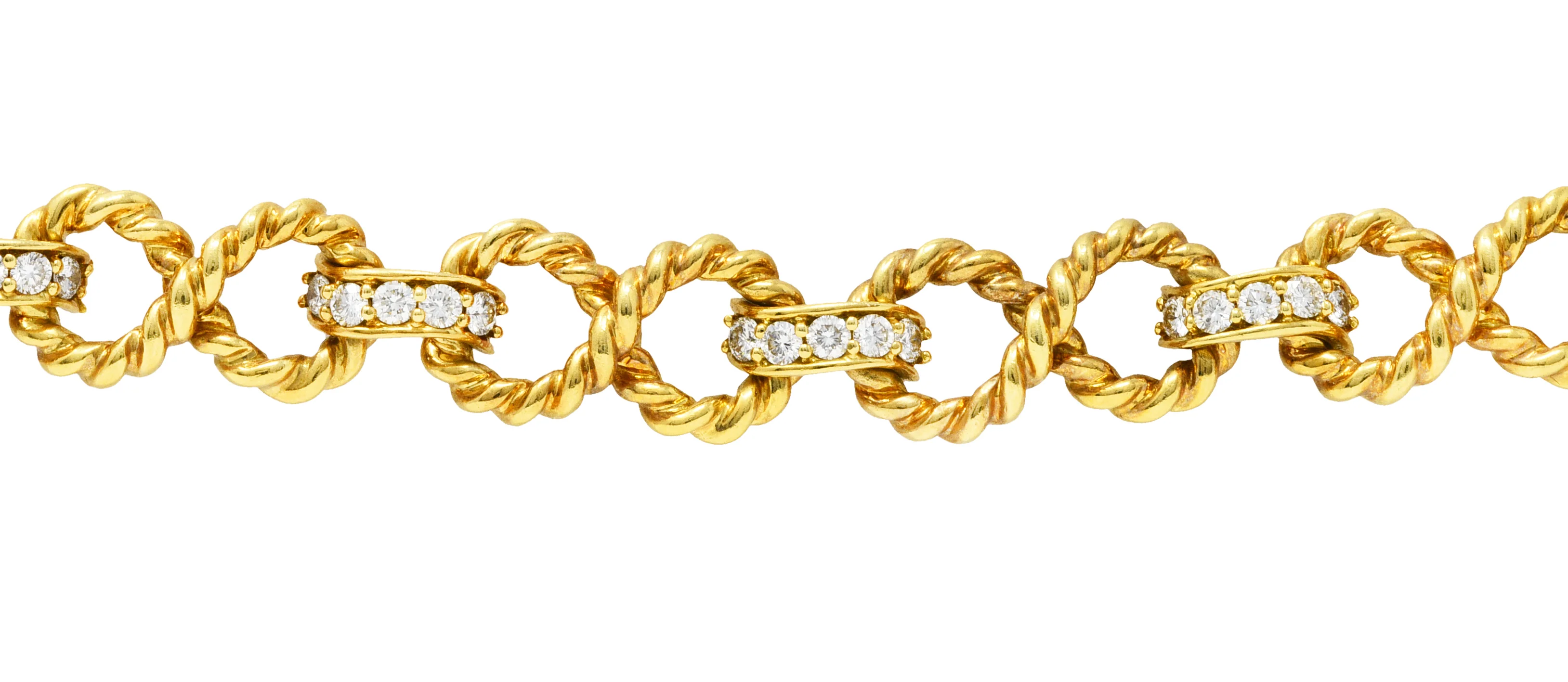 Vintage Tiffany & Co. 2.00 CTW Diamond 18 Karat Gold Twisting Infinity Bracelet - Image 5