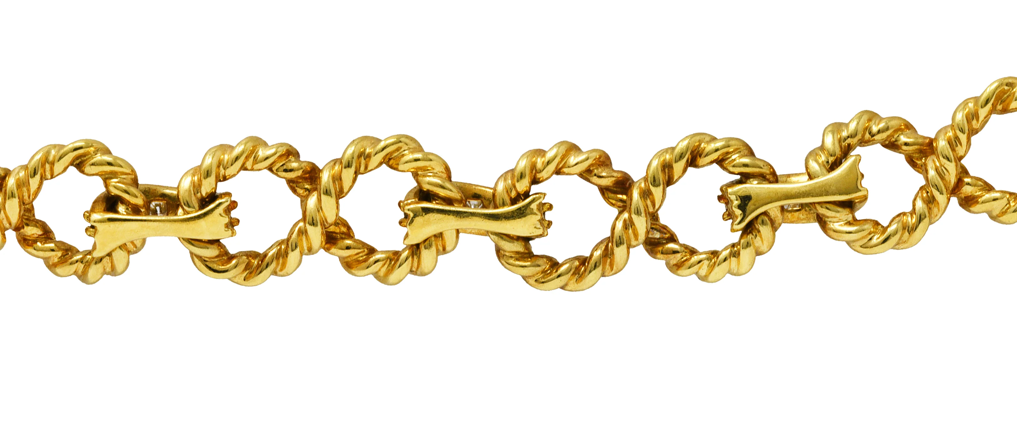 Vintage Tiffany & Co. 2.00 CTW Diamond 18 Karat Gold Twisting Infinity Bracelet - Image 7