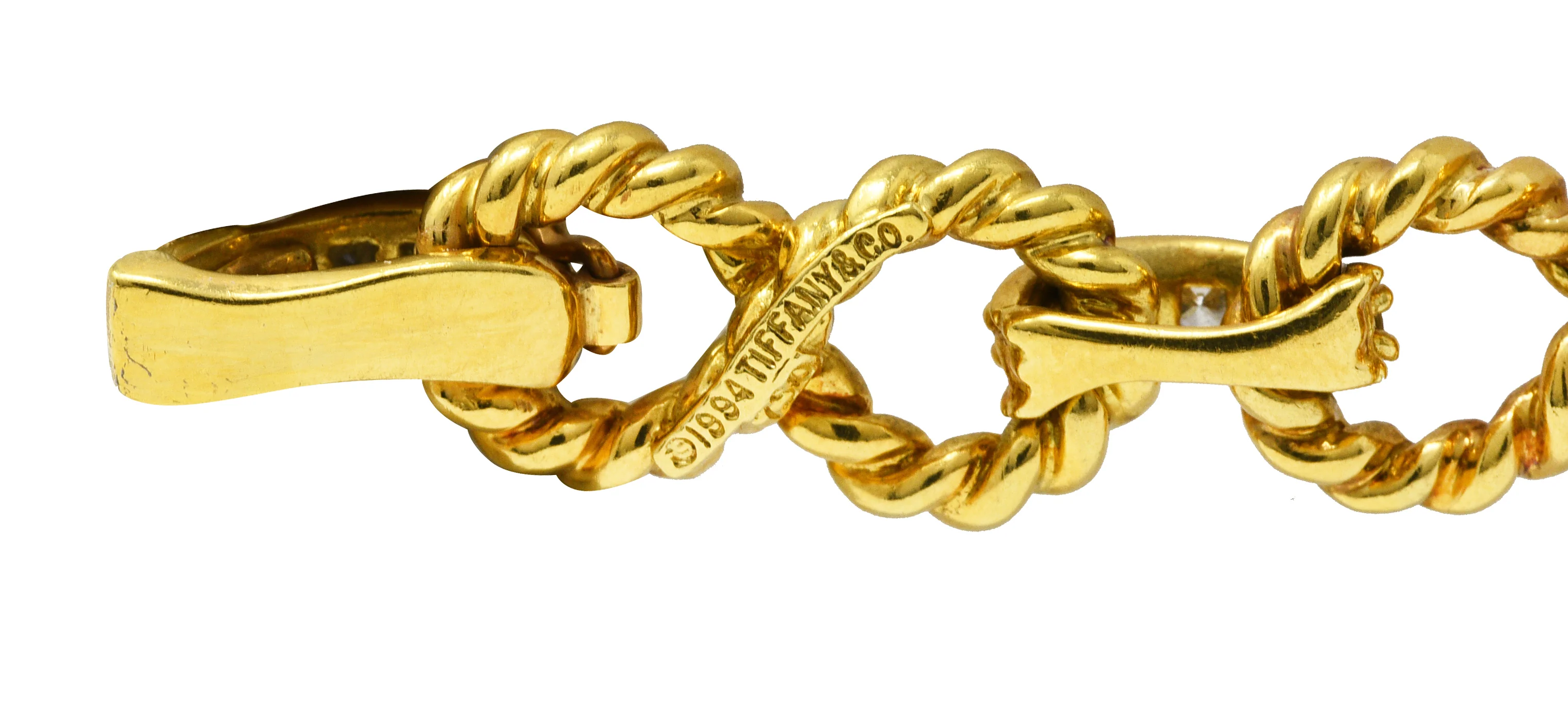 Vintage Tiffany & Co. 2.00 CTW Diamond 18 Karat Gold Twisting Infinity Bracelet - Image 9