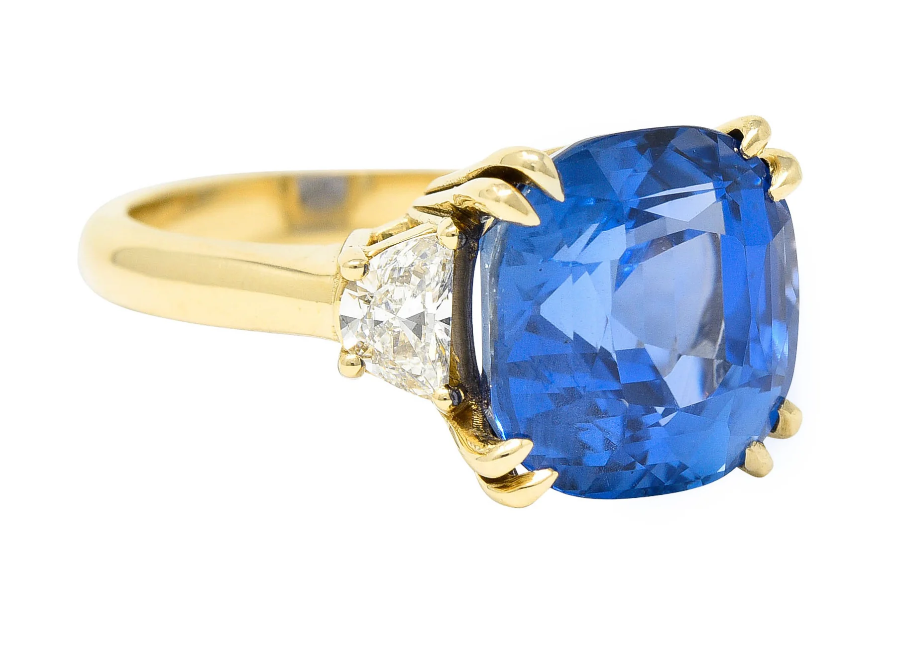 Vivid 11.25 CTW Ceylon No Heat Sapphire Diamond 14 Karat Gold Statement Ring AGL - Image 2