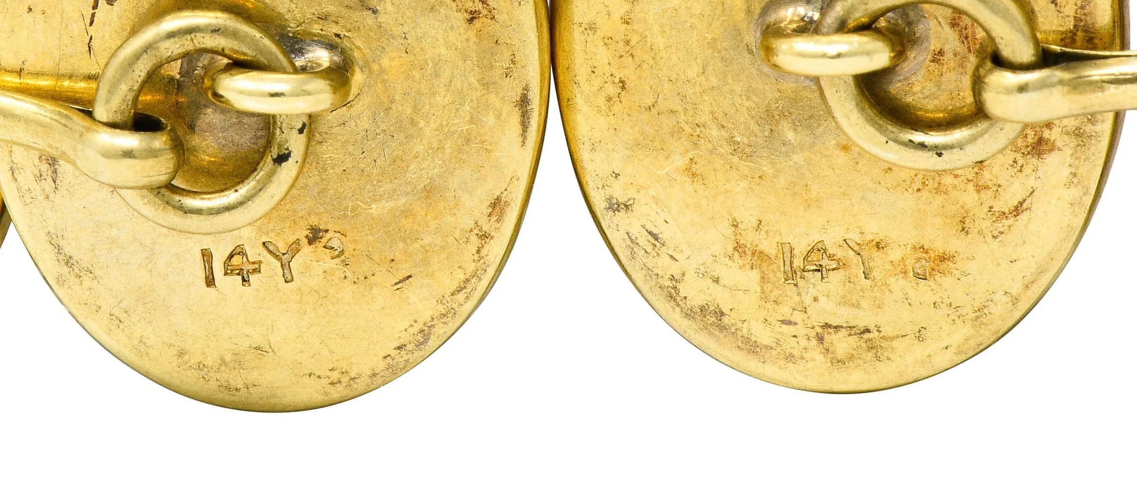 W.F. Cory & Bro. Art Nouveau Bloodstone 14 Karat Gold Men's Cufflinks - Image 6