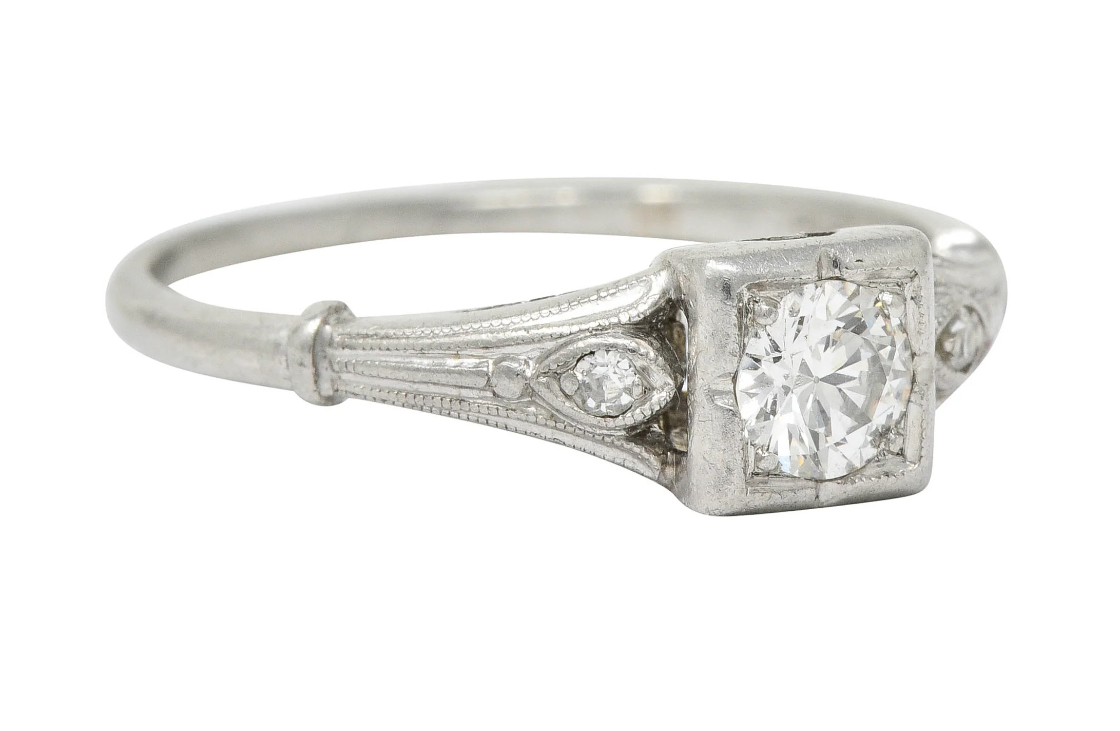 W.J. Harbor Co. Retro 0.30 CTW Diamond Platinum Lotus Engagement Ring - Image 2