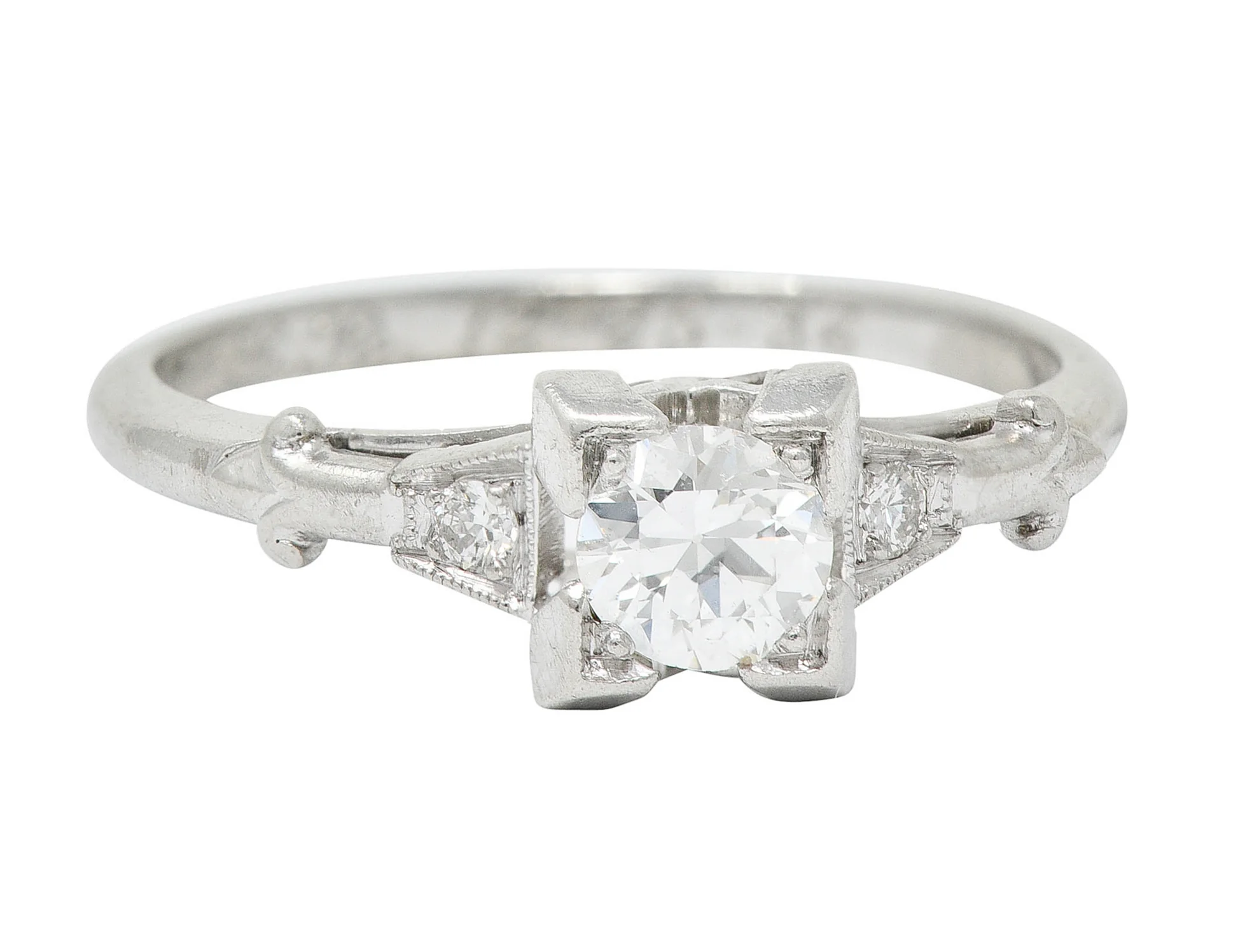 W.W. Fulmer & Co. 0.32 CTW Diamond Platinum Fleur-De-Lis Engagement Ring