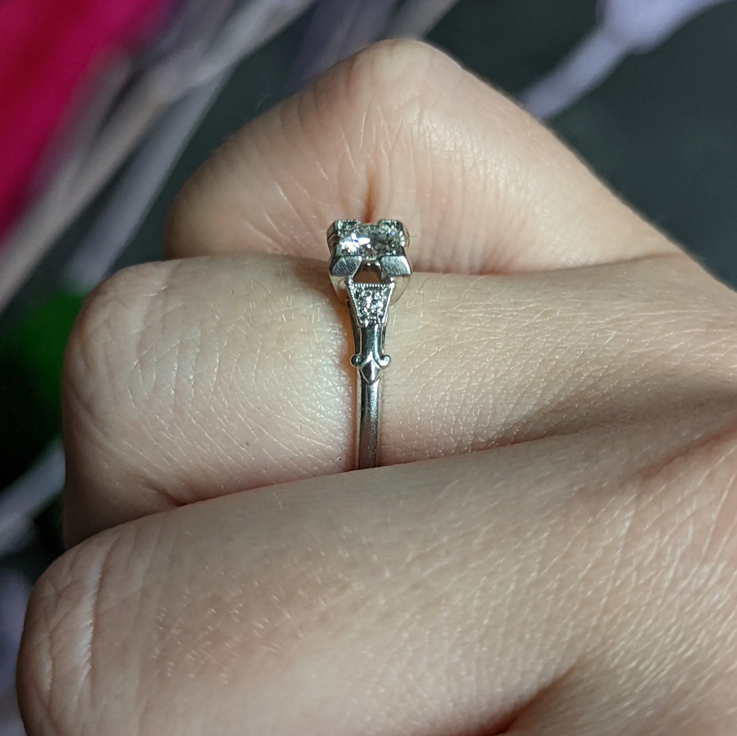 W.W. Fulmer & Co. 0.32 CTW Diamond Platinum Fleur-De-Lis Engagement Ring - Image 14