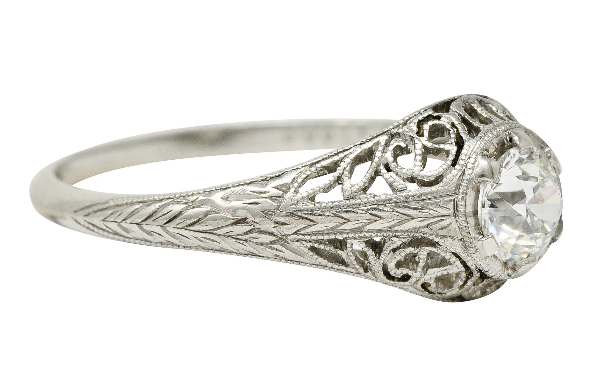 W.W. Fulmer & Co. 0.35 CTW Diamond Platinum Filigree Engagement Ring - Image 3