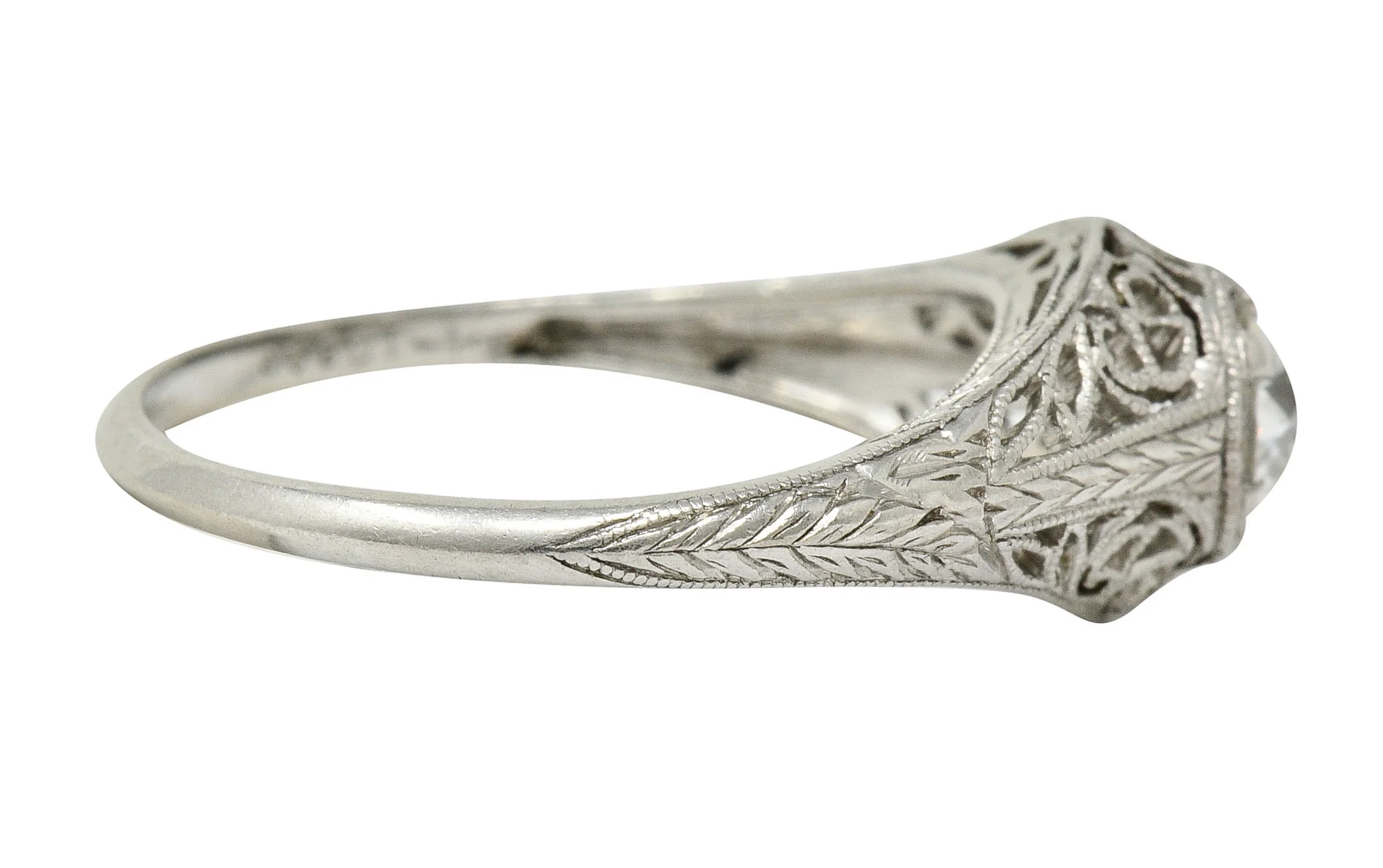 W.W. Fulmer & Co. 0.35 CTW Diamond Platinum Filigree Engagement Ring - Image 4