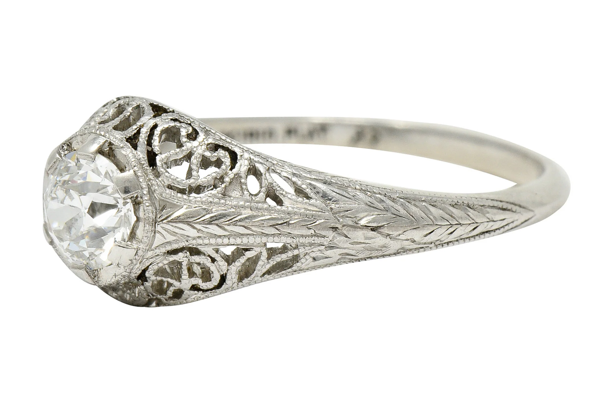W.W. Fulmer & Co. 0.35 CTW Diamond Platinum Filigree Engagement Ring - Image 7