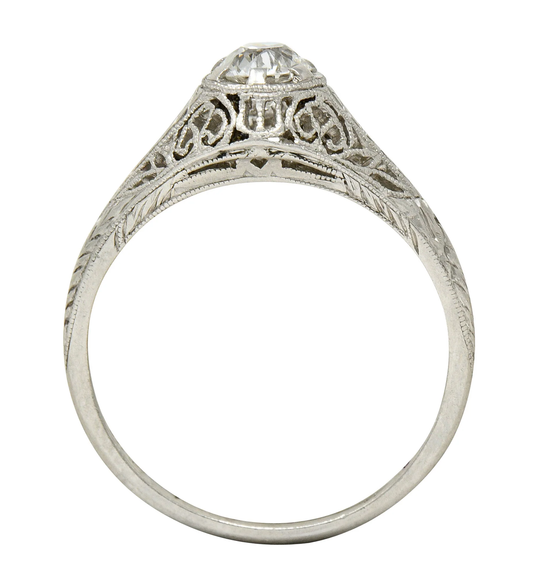W.W. Fulmer & Co. 0.35 CTW Diamond Platinum Filigree Engagement Ring - Image 9