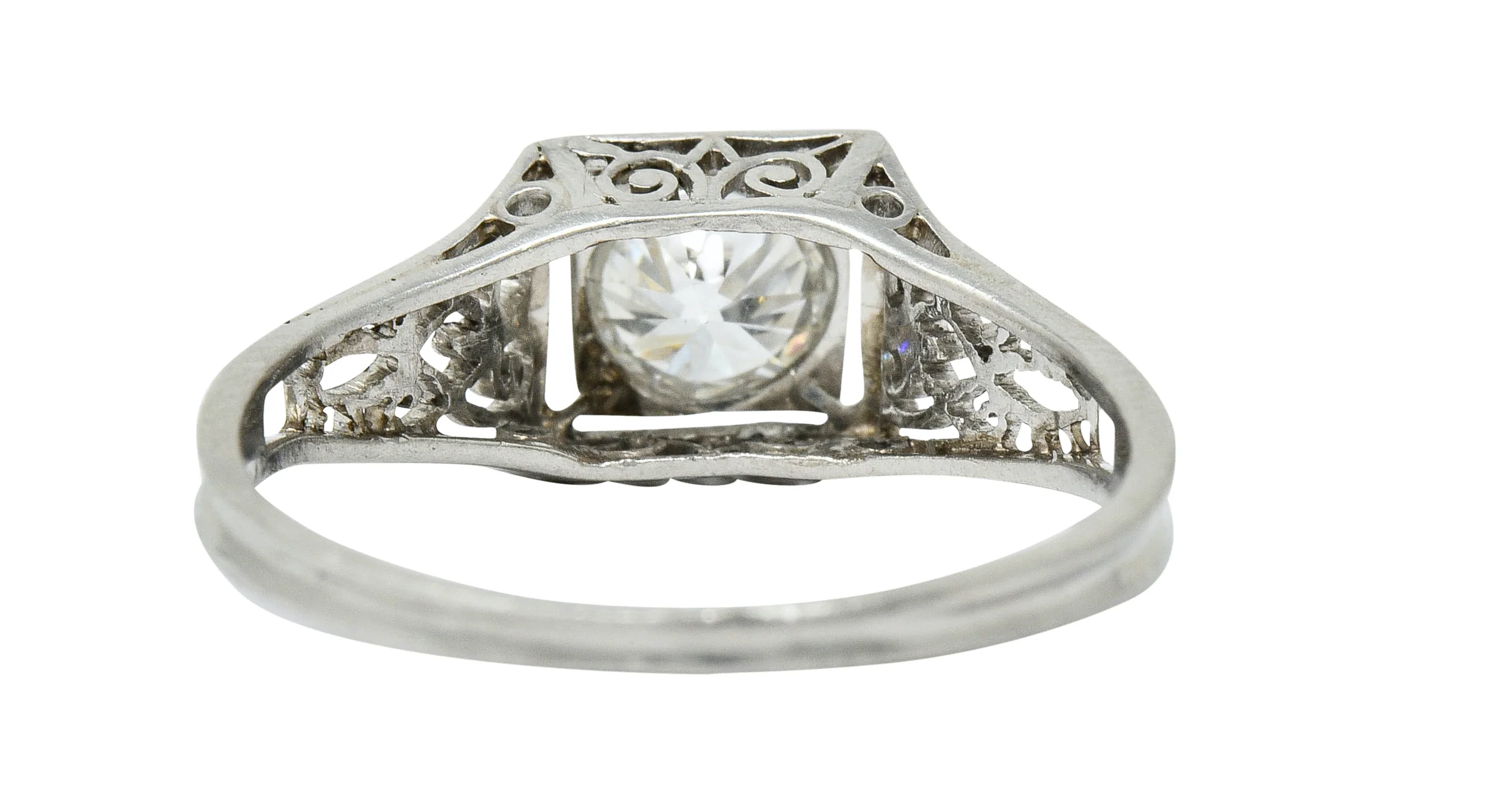 W.W. Fulmer & Co. 0.46 CTW Diamond Platinum Scrolled Heart Engagement Ring - Image 4