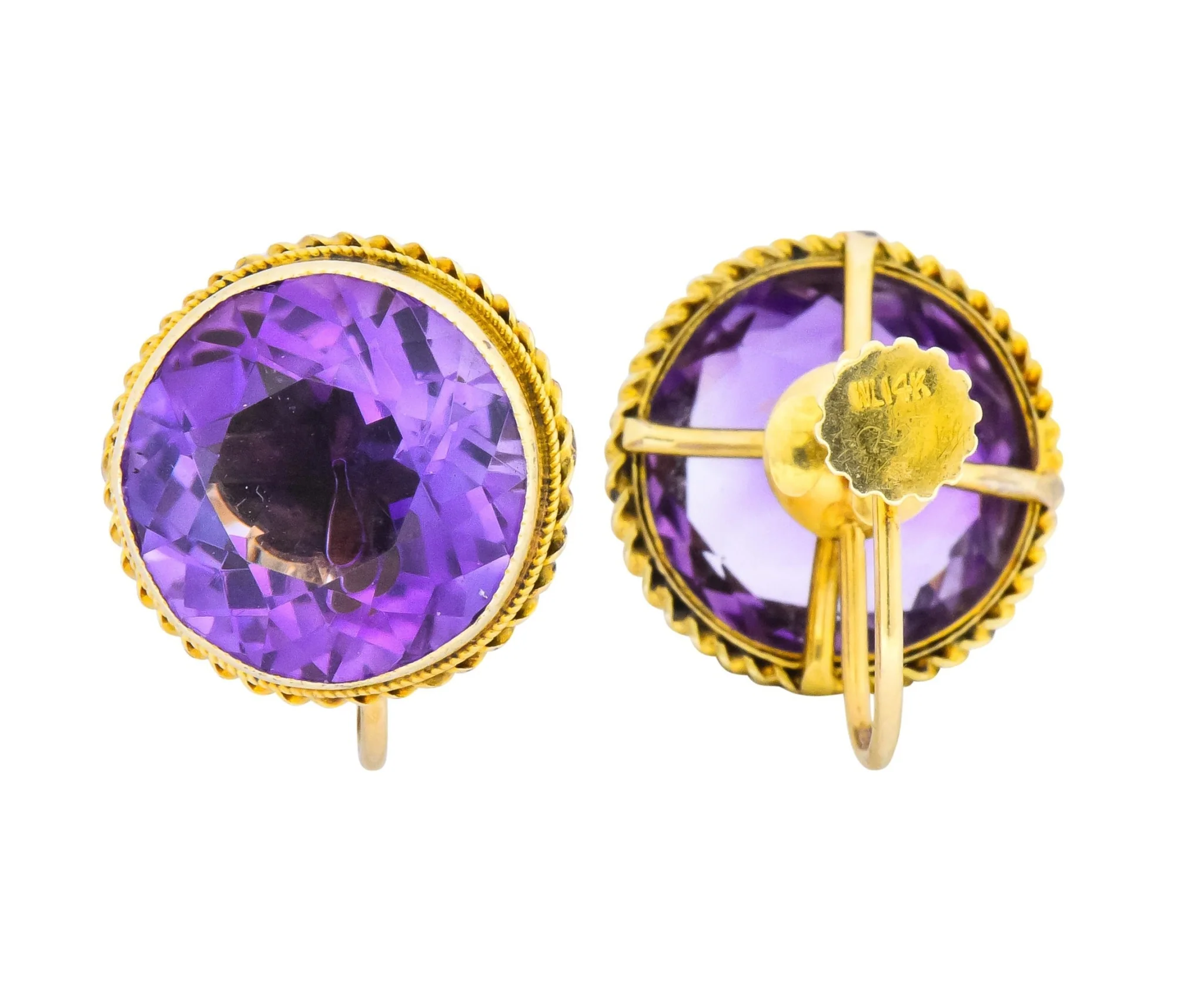 Walter Lampl 13.00 CTW Amethyst 14 Karat Gold Earrings - Image 3