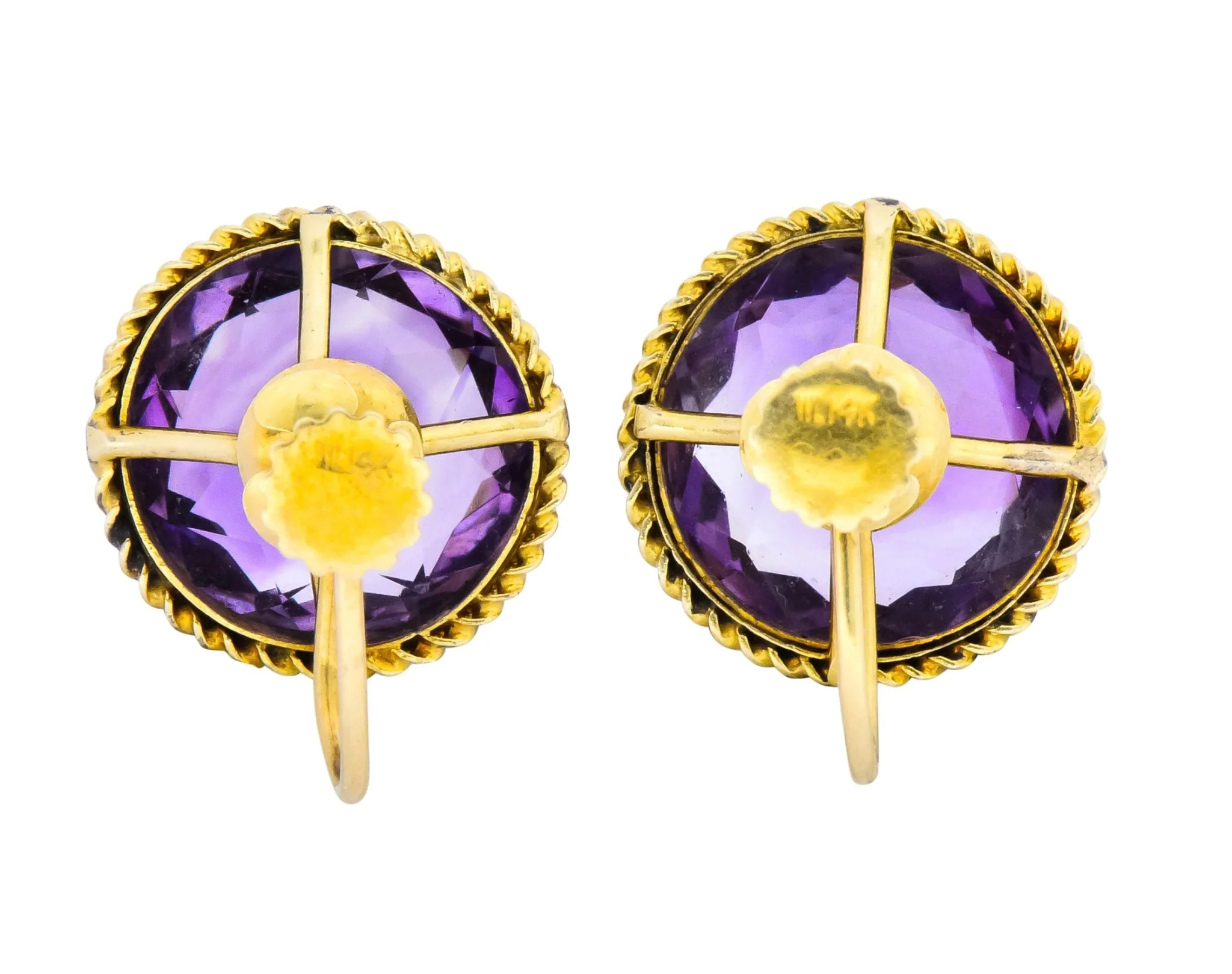 Walter Lampl 13.00 CTW Amethyst 14 Karat Gold Earrings - Image 4