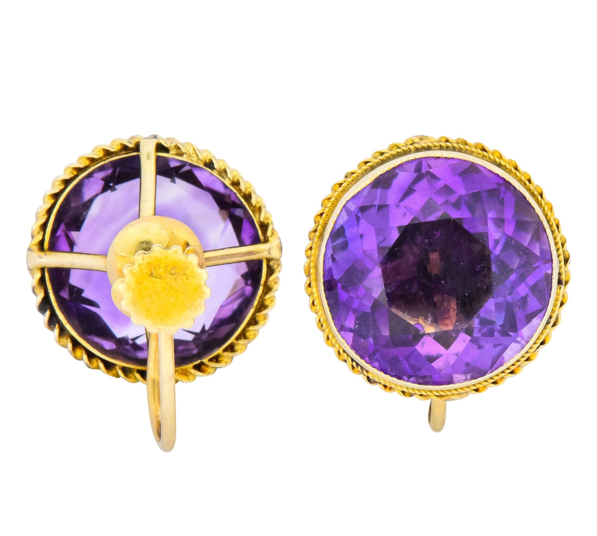 Walter Lampl 13.00 CTW Amethyst 14 Karat Gold Earrings - Image 5