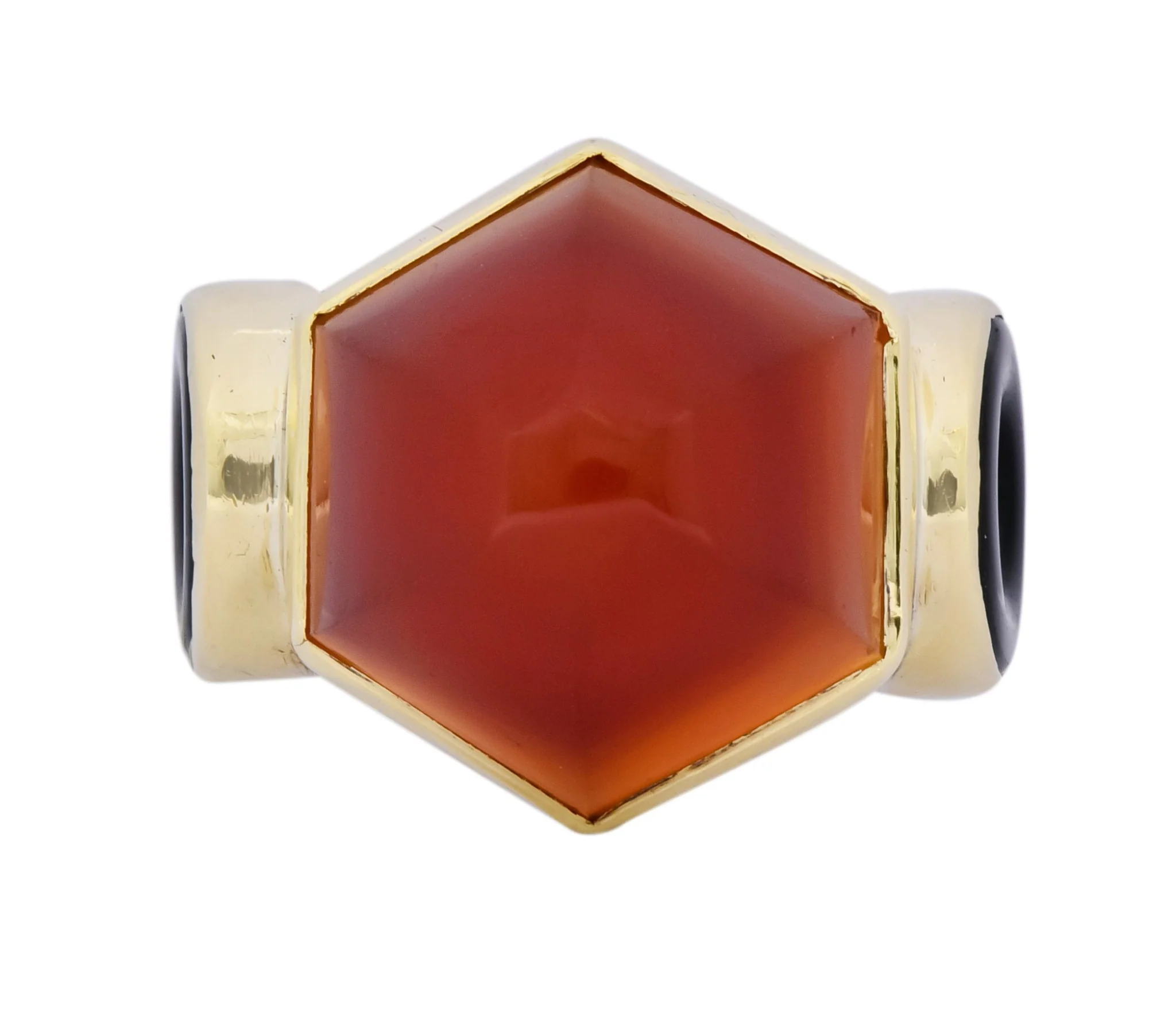 Walter Lampl Art Deco Carnelian Onyx 14 Karat Gold Cocktail Ring Circa 1930's - Image 2