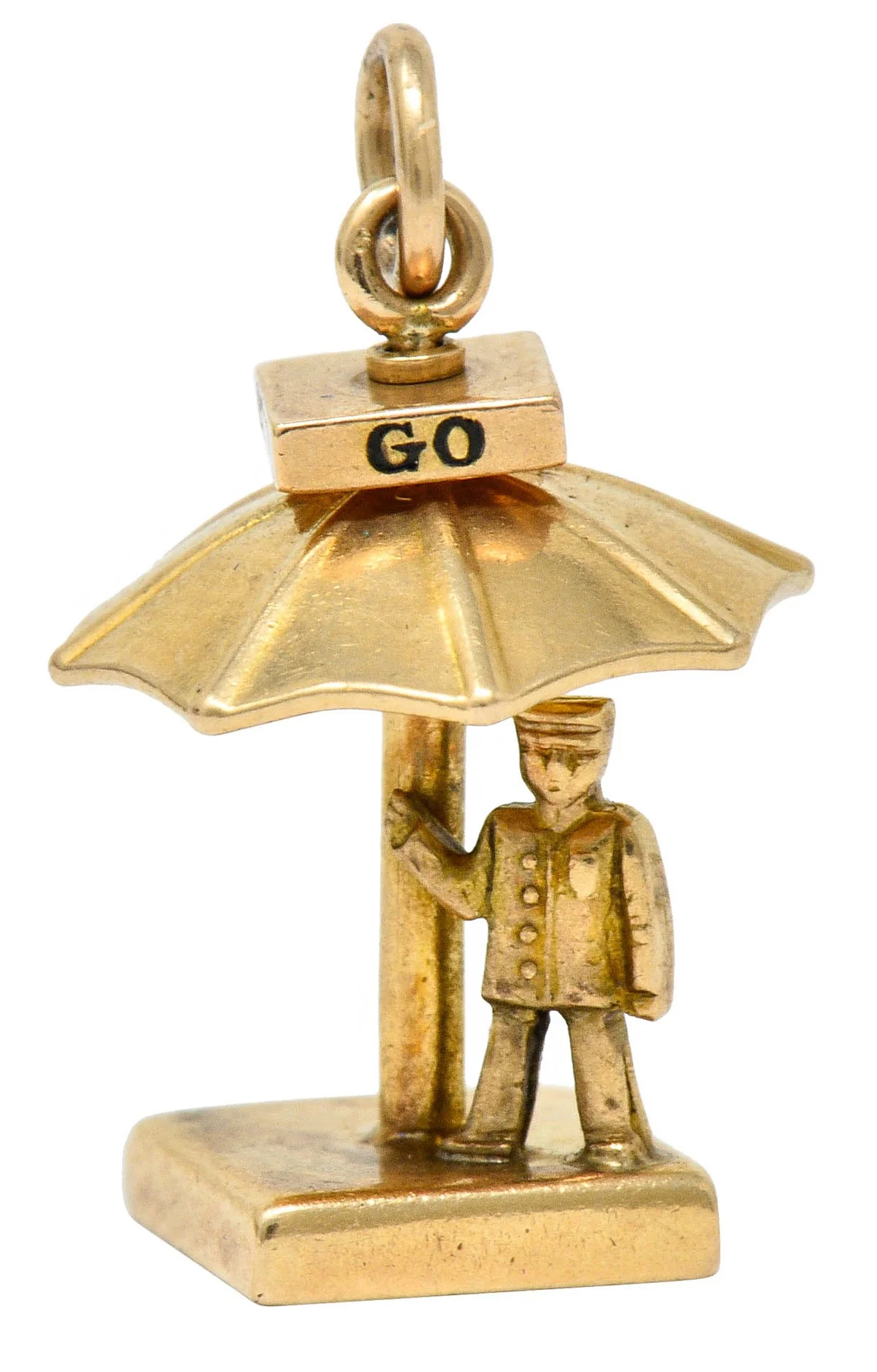 Walter Lampl Enamel 14 Karat Gold Traffic Stop Charm