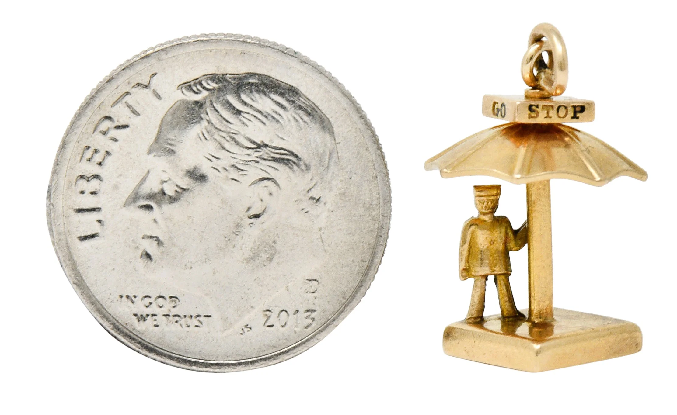 Walter Lampl Enamel 14 Karat Gold Traffic Stop Charm - Image 11