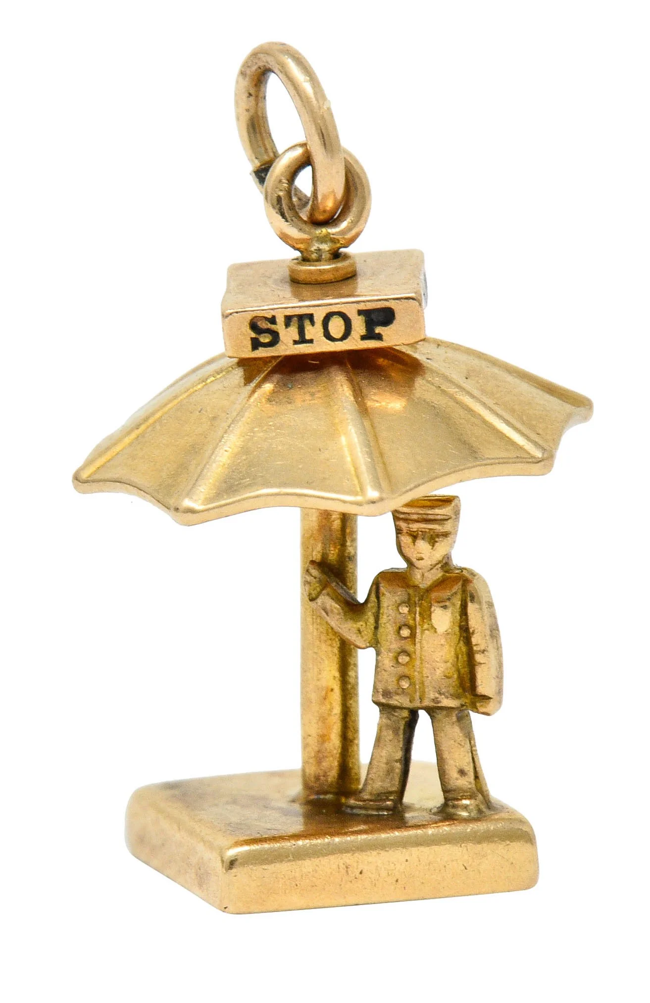 Walter Lampl Enamel 14 Karat Gold Traffic Stop Charm - Image 2