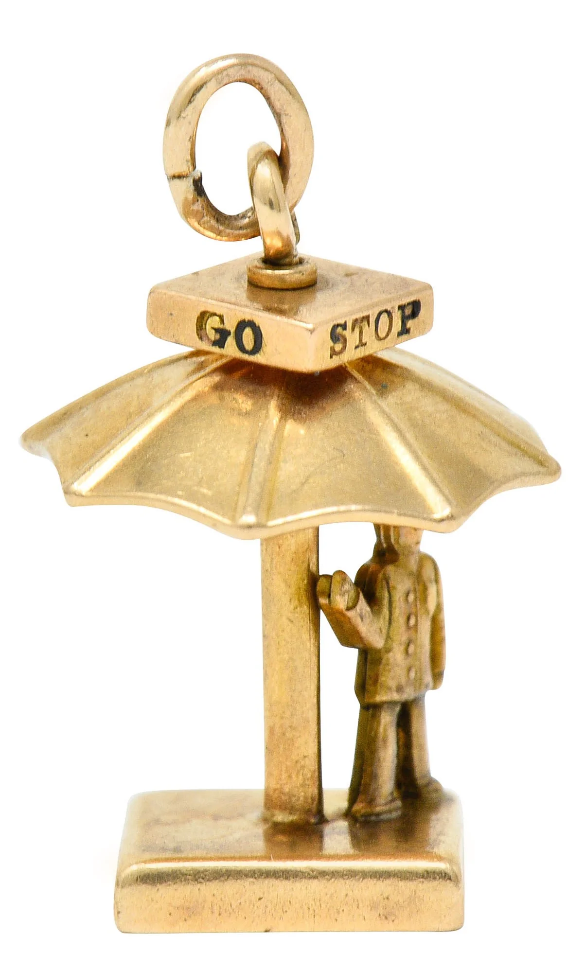 Walter Lampl Enamel 14 Karat Gold Traffic Stop Charm - Image 3