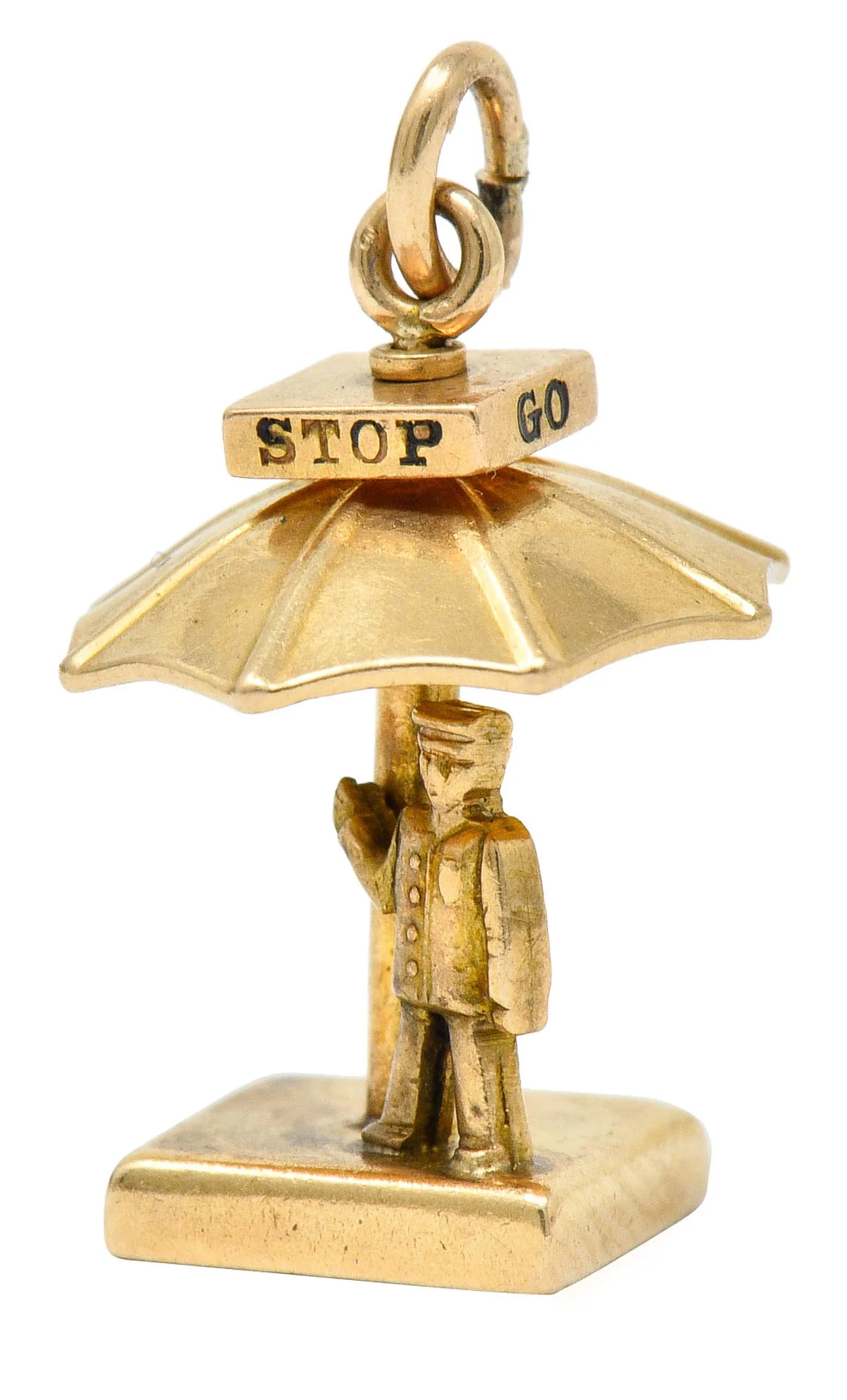 Walter Lampl Enamel 14 Karat Gold Traffic Stop Charm - Image 4