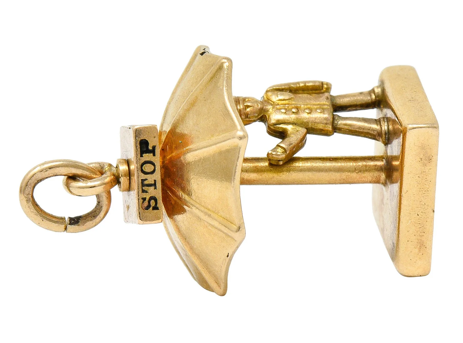 Walter Lampl Enamel 14 Karat Gold Traffic Stop Charm - Image 7