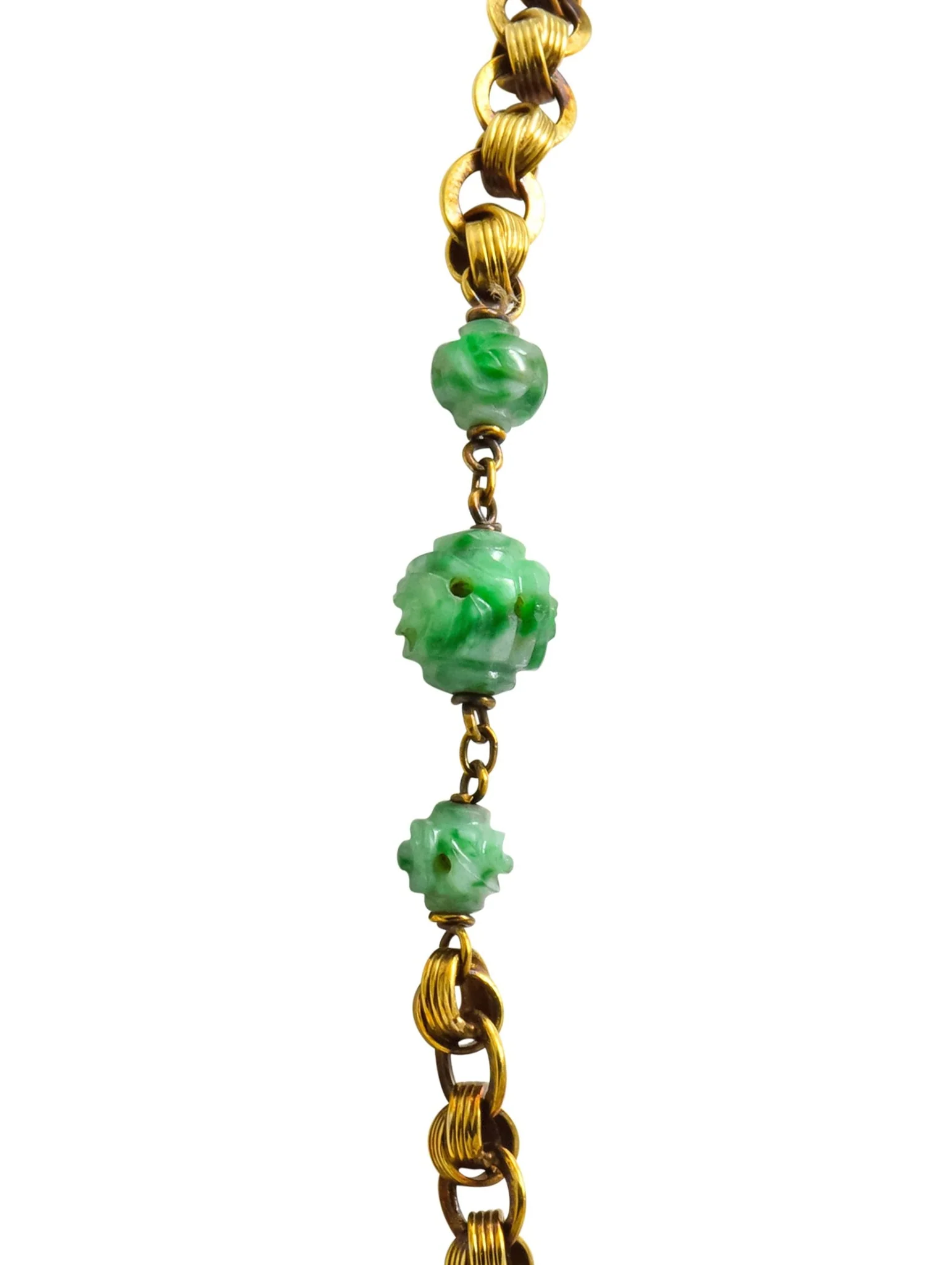Walter Lampl Retro Jade 14 Karat Yellow Gold Drop Necklace - Image 5