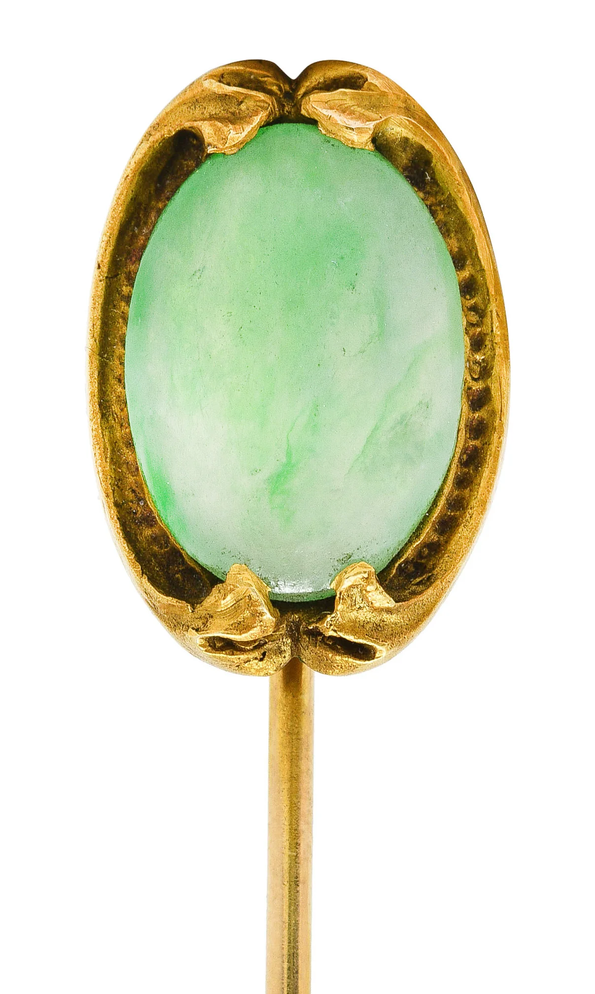 Walton & Co. Art Nouveau Jade 18 Karat Gold Stickpin
