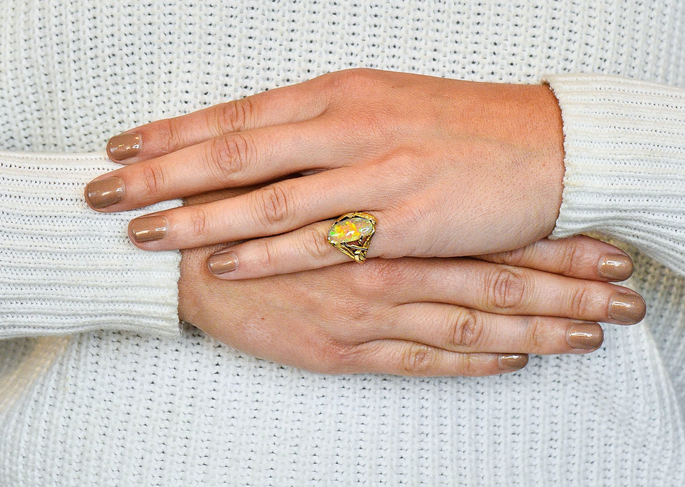 Walton & Co. Arts & Crafts Opal 14 Karat Gold Dragonfly Ring - Image 14