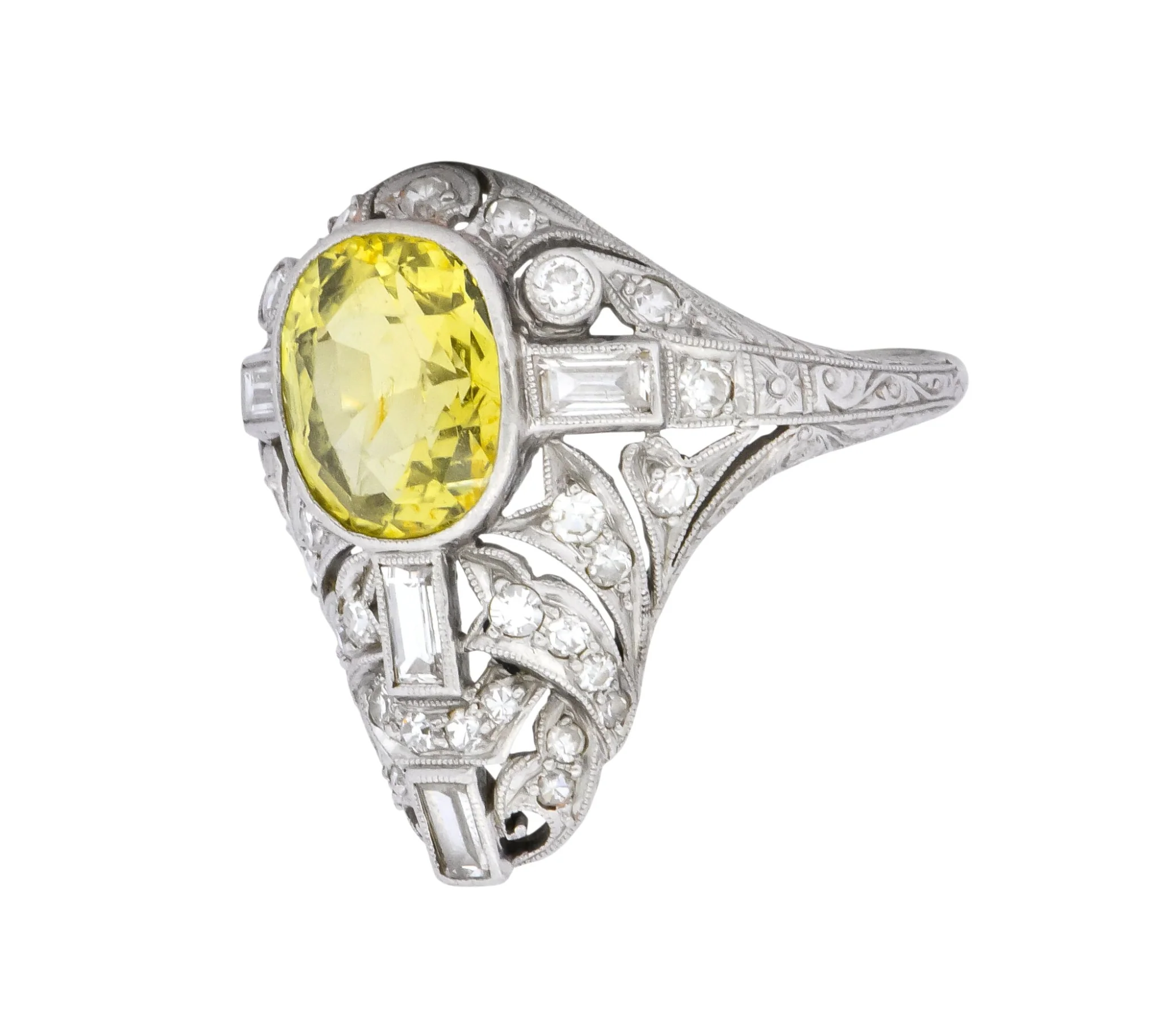 Walton & Co. Belle Epoque 3.70 CTW Chrysoberyl Diamond Platinum Dinner Ring - Image 2