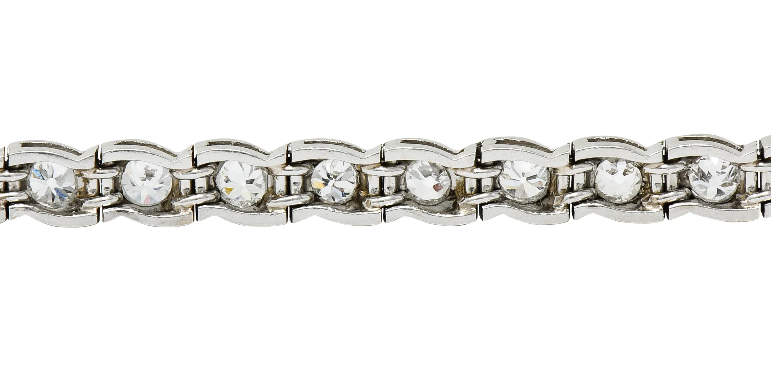 Waslikoff Art Deco 4.50 CTW Diamond Platinum Eyelet Line Bracelet - Image 10