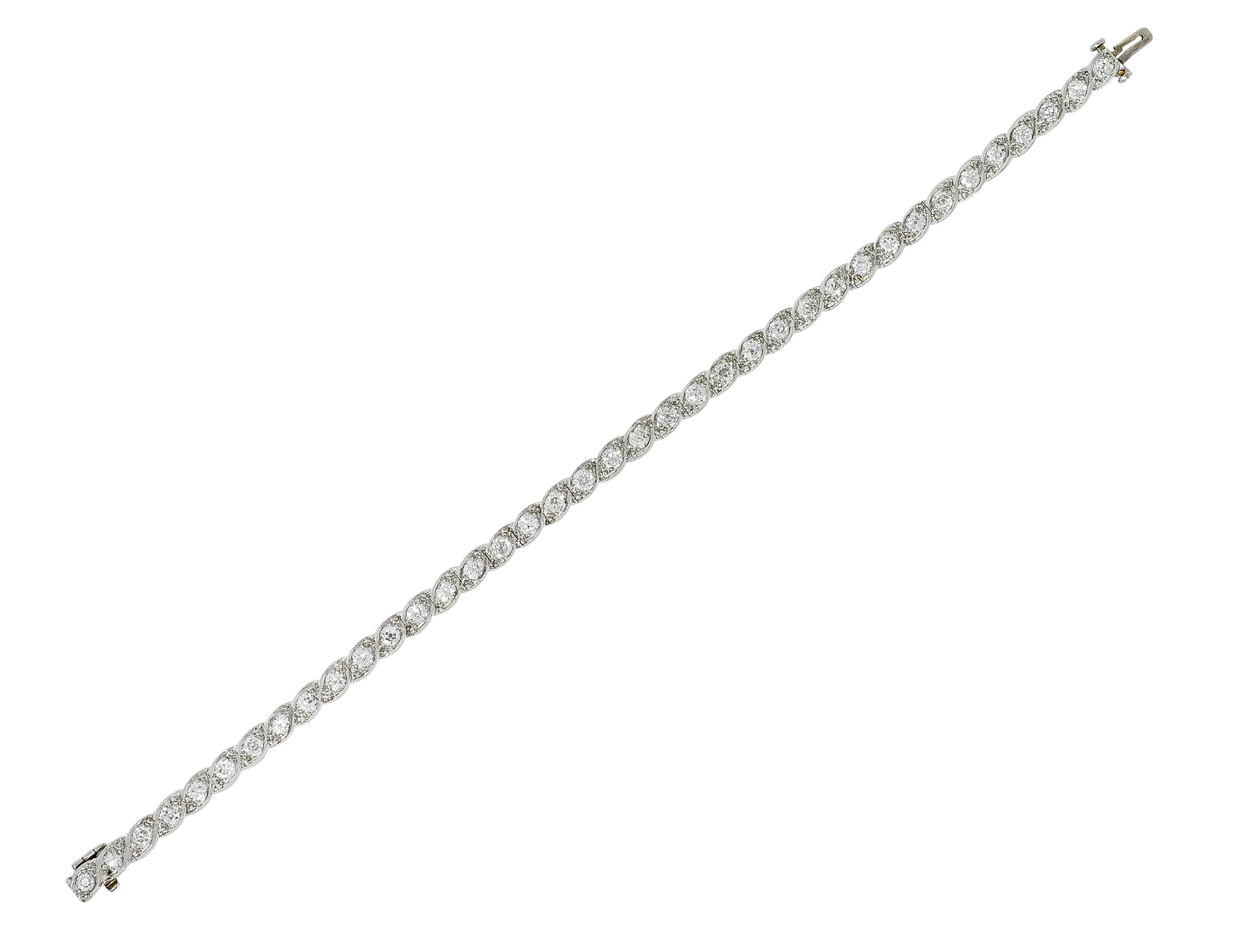 Waslikoff Art Deco 4.50 CTW Diamond Platinum Eyelet Line Bracelet - Image 2