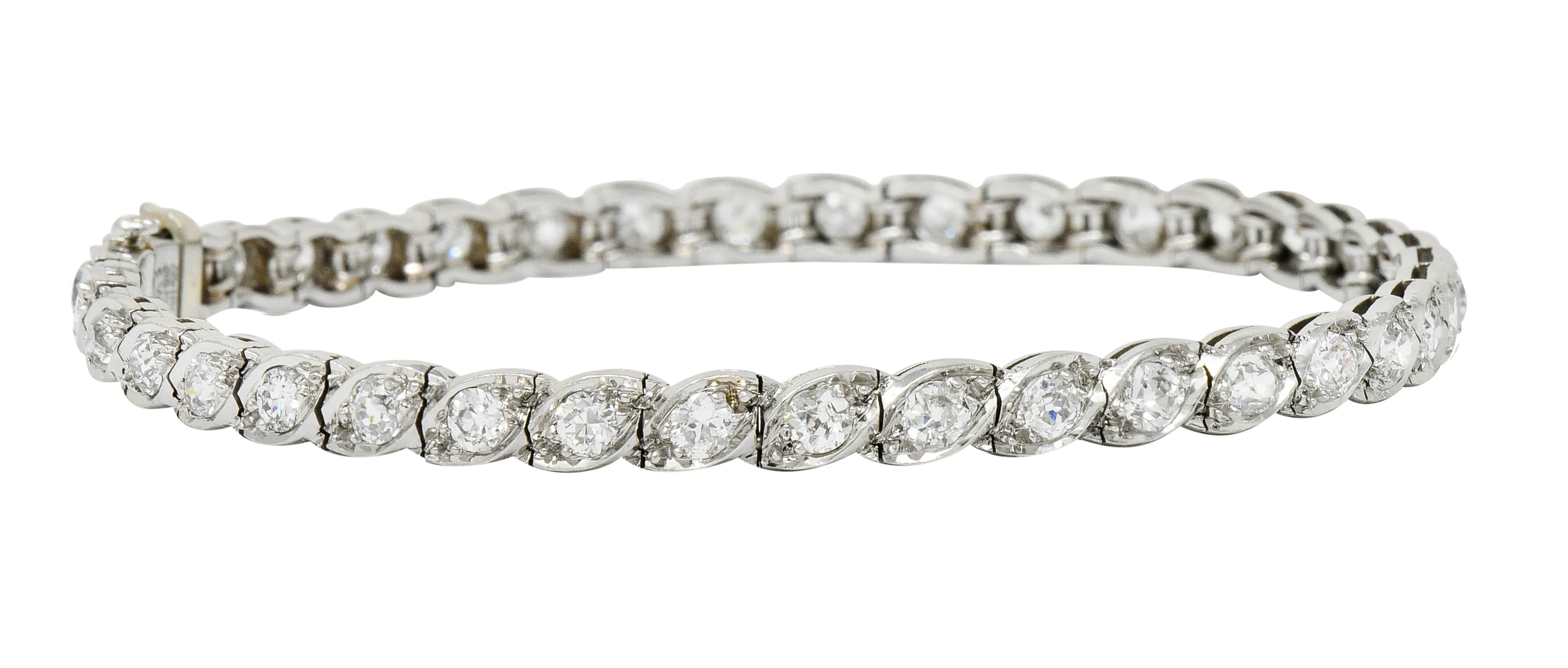Waslikoff Art Deco 4.50 CTW Diamond Platinum Eyelet Line Bracelet - Image 4