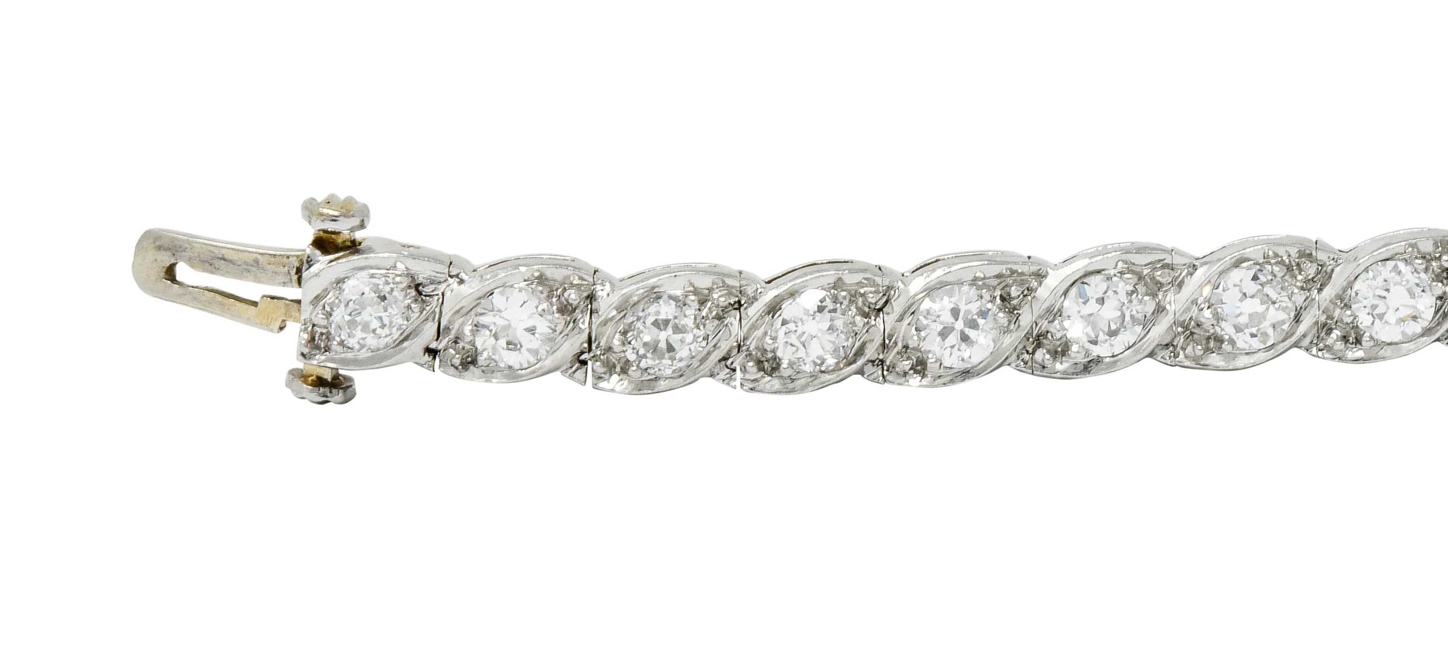 Waslikoff Art Deco 4.50 CTW Diamond Platinum Eyelet Line Bracelet - Image 7