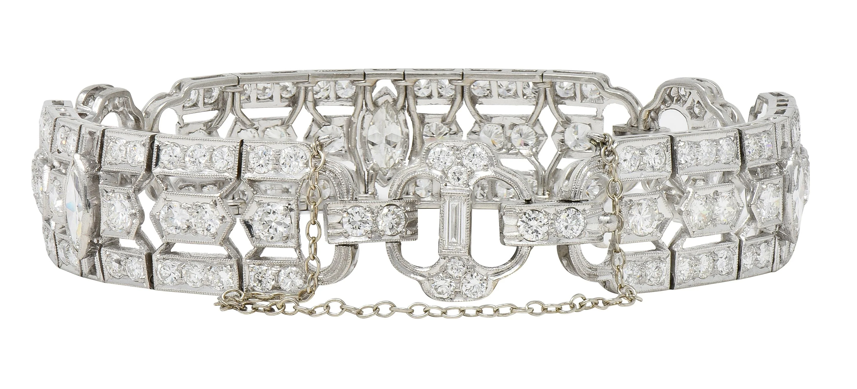 Waslikoff Art Deco 9.45 CTW Diamond Platinum Geometric Vintage Line Bracelet - Image 5