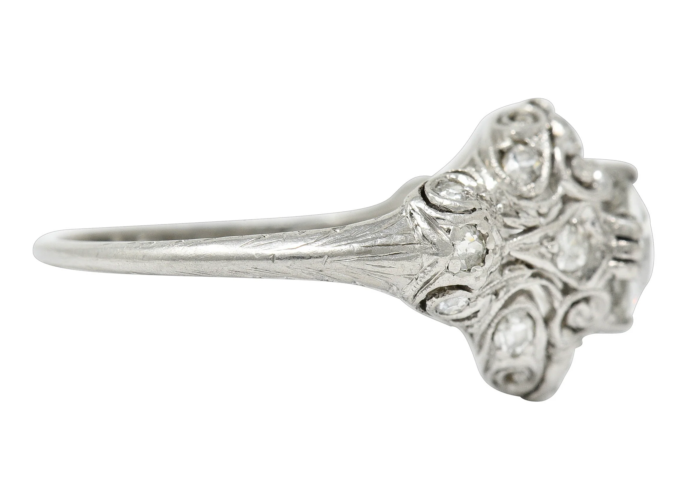 Wheeler & Co. Edwardian 1.05 CTW Diamond Platinum Scrolled Engagement Ring - Image 3
