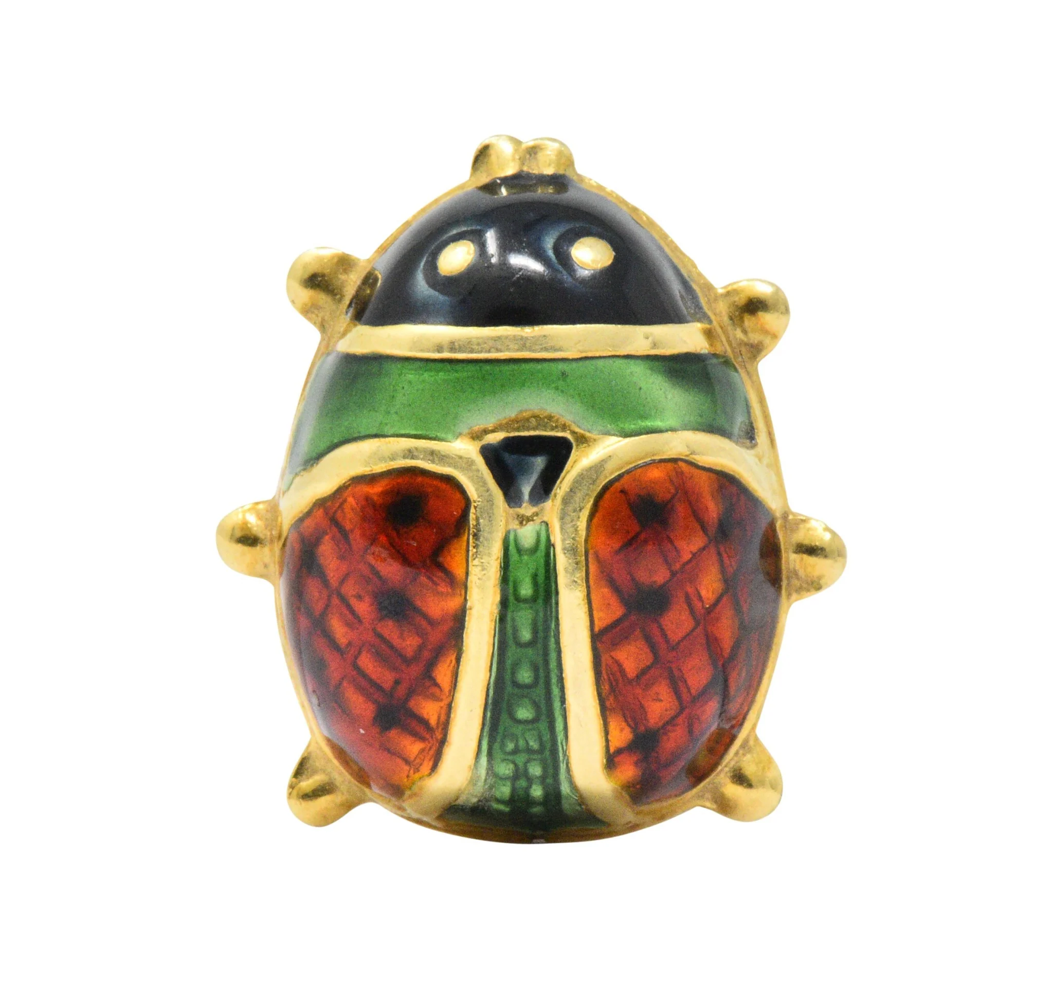 Whimsical Retro Enamel 18 Karat Gold Insect Ladybug Brooch - Image 3