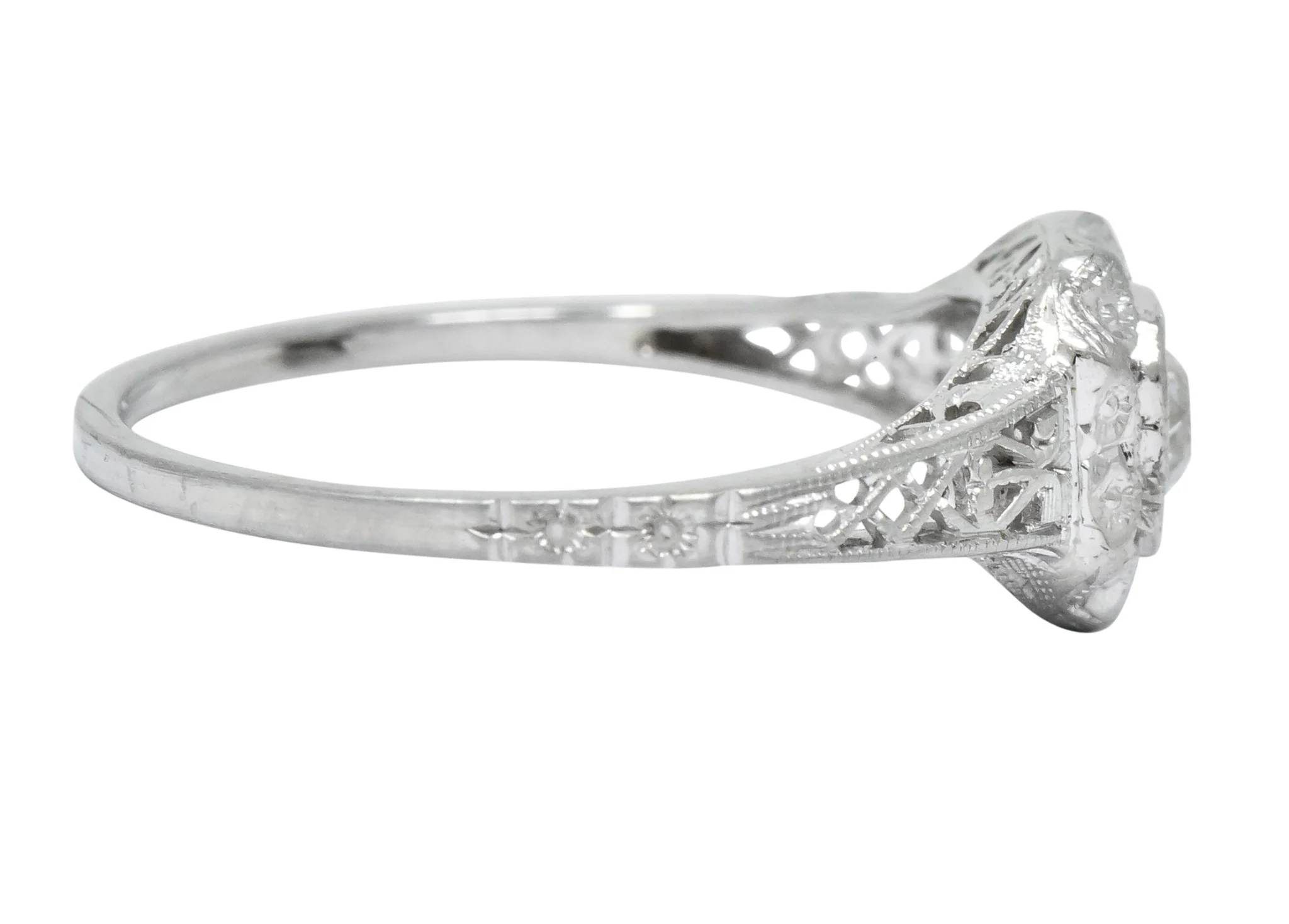 Whiterose Edwardian 0.23 CTW Diamond 18 Karat White Gold Solitaire Engagement Ring - Image 4