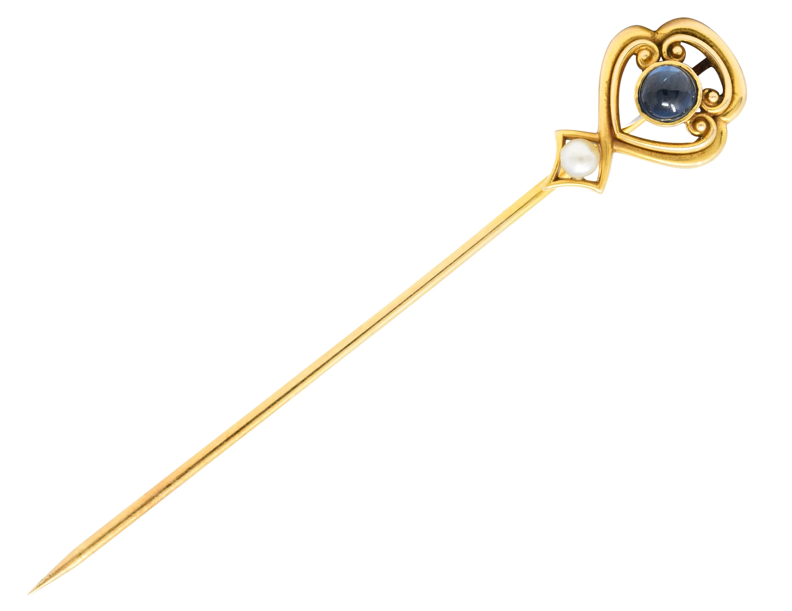 Whiteside & Blank Pearl Sapphire 14 Karat Gold Stickpin - Image 2