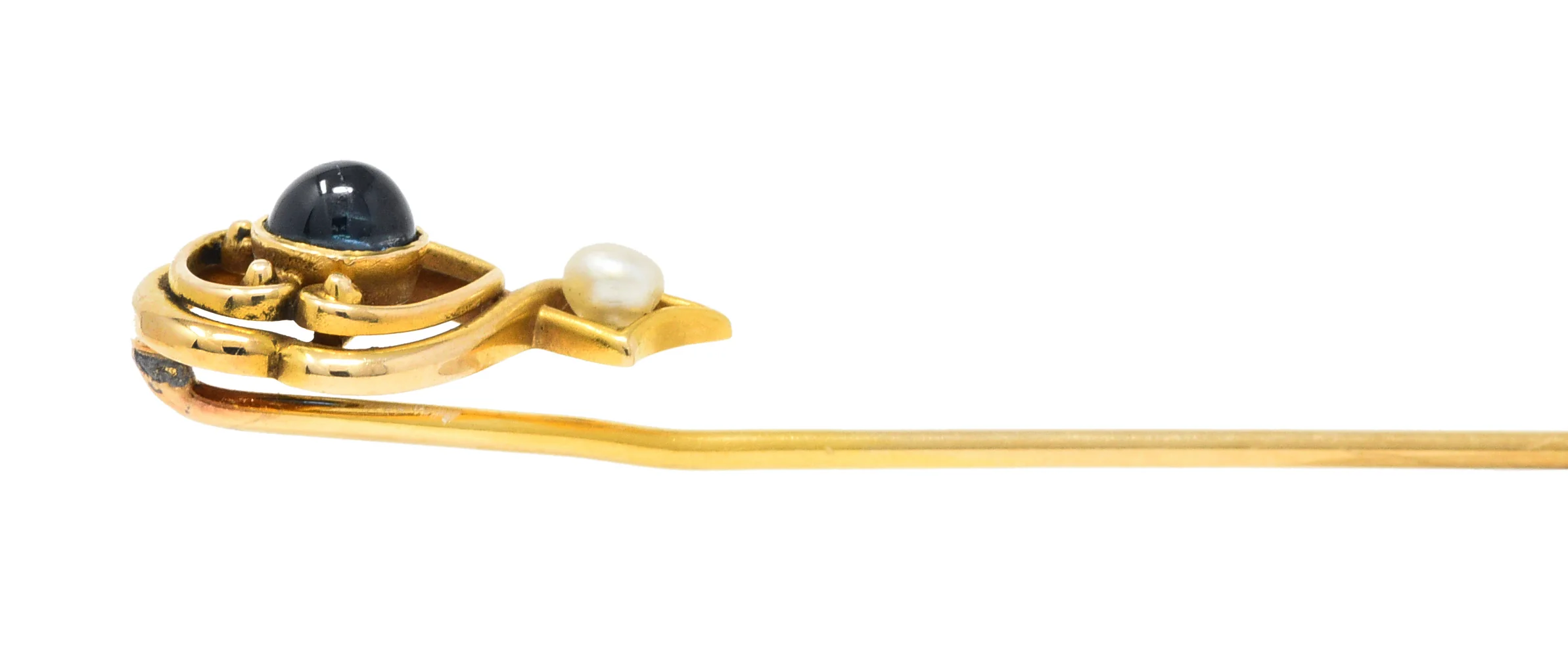Whiteside & Blank Pearl Sapphire 14 Karat Gold Stickpin - Image 6