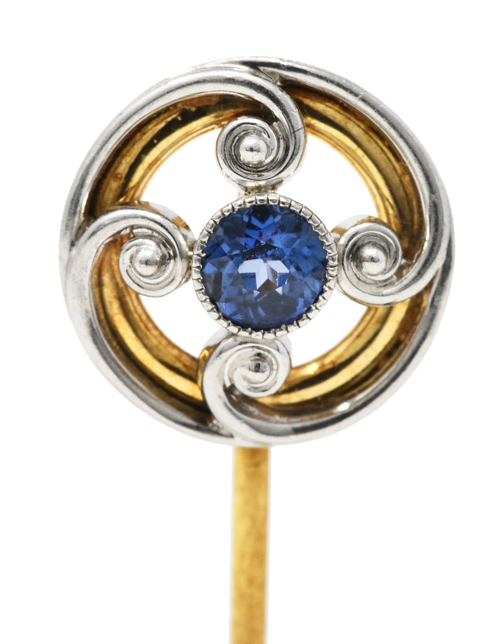 Whiteside & Blank Sapphire Platinum-Topped 14 Karat Gold Stickpin - Image 4