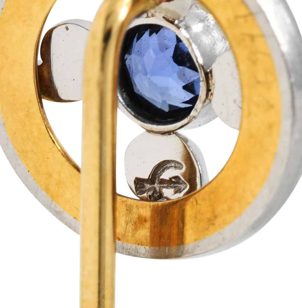 Whiteside & Blank Sapphire Platinum-Topped 14 Karat Gold Stickpin - Image 6