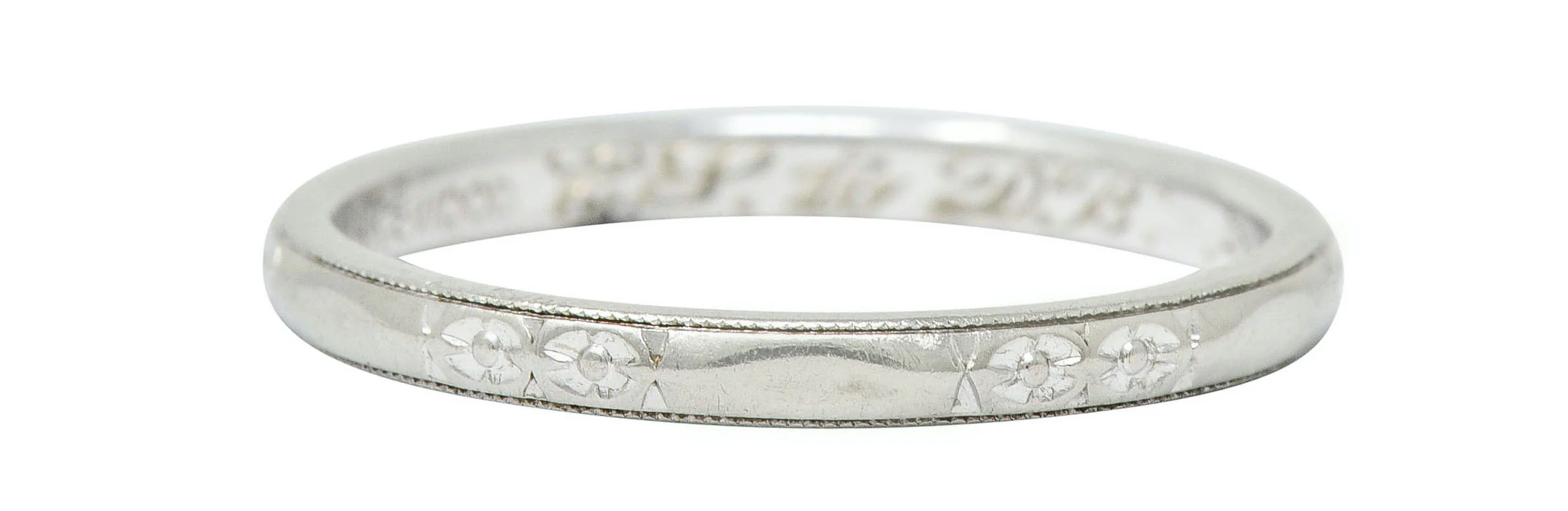 Wood & Sons Art Deco 18 Karat White Gold Blossom Band Ring - Image 2