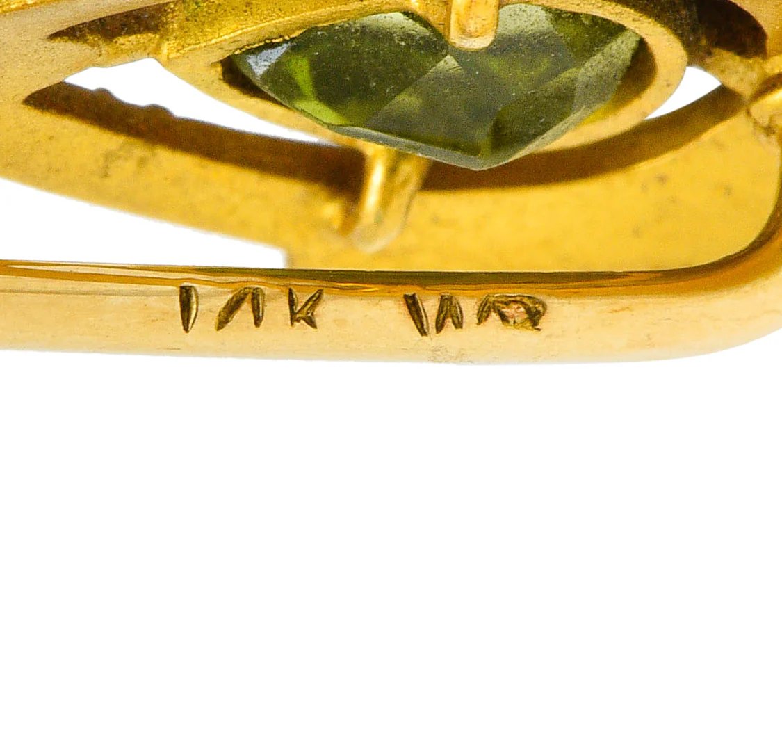 Wordley Allsopp & Bliss Peridot Enamel 14 Karat Gold Fleur-De-Lis Stickpin - Image 5